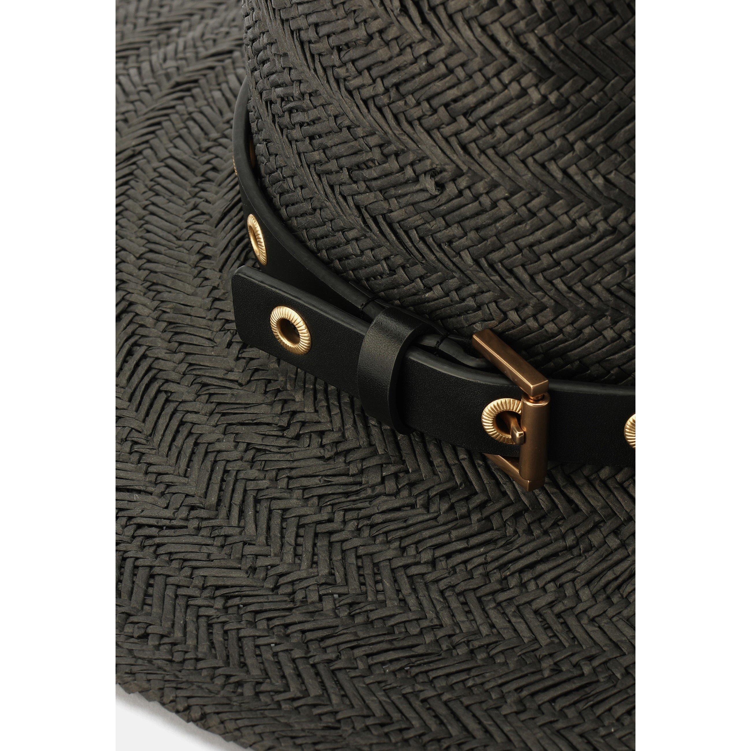 Black - AllSaints - ALTERNATING WEAVE FEDORA - 4