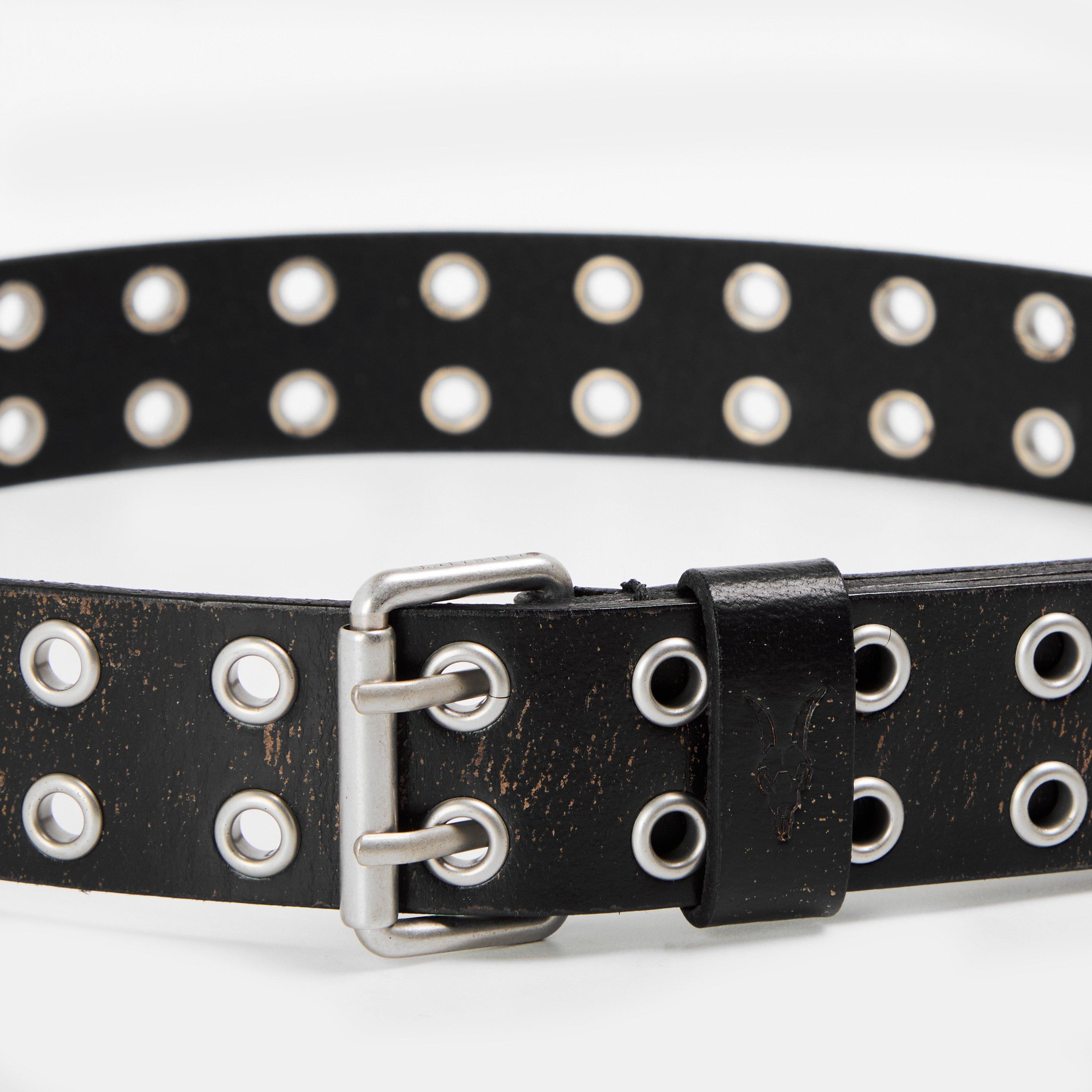 Black - AllSaints - SAINTS 38MM STURGE BELT - DISTRESSED LEATHER - 4