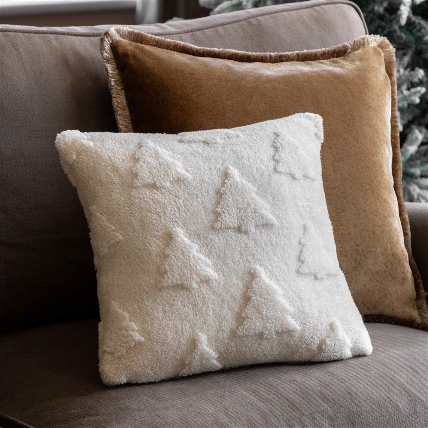 Cream - Gallery - Luxe Christmas Tree Sherpa Cushion 430x430mm - 1