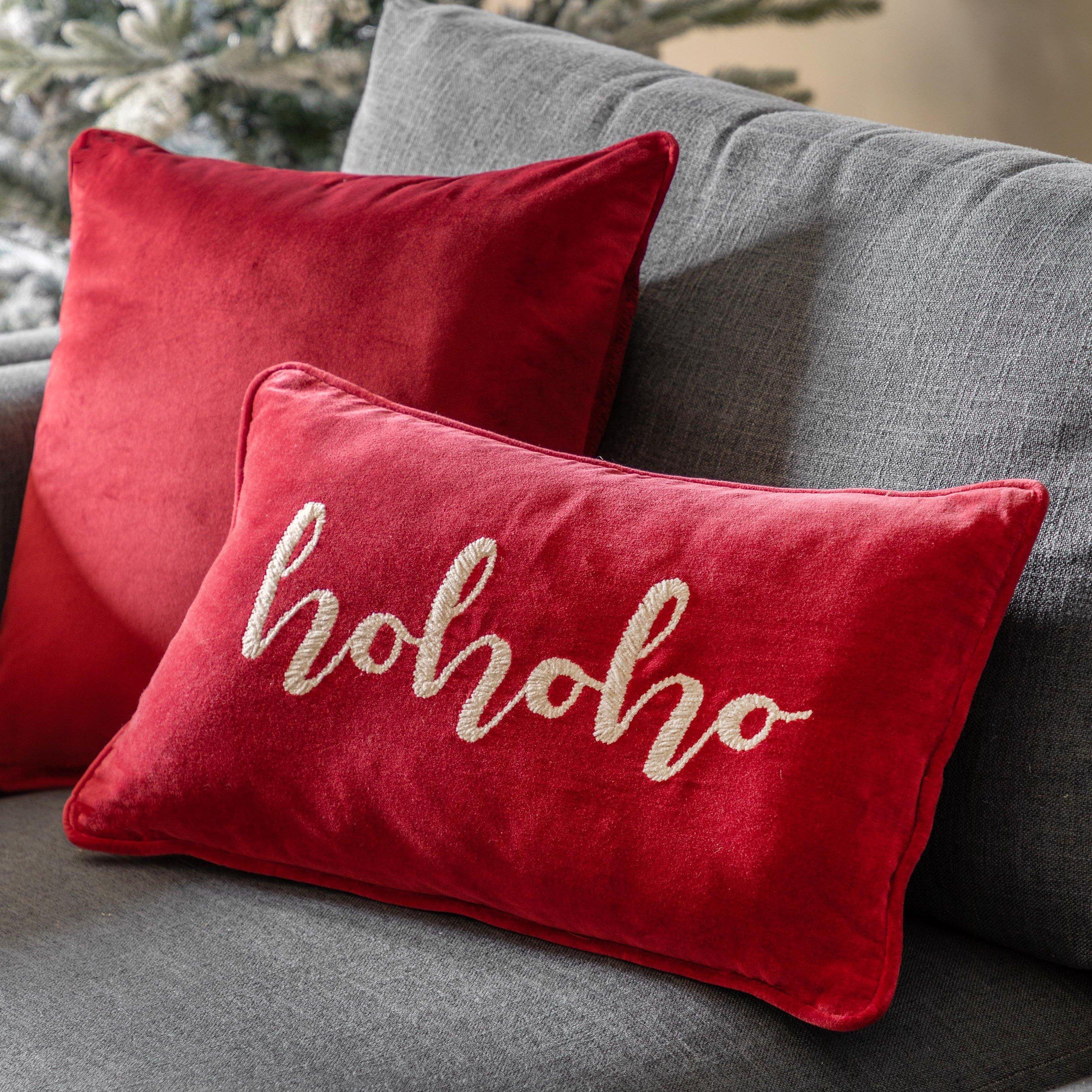 Red - Gallery - HoHoHo Chenille Embroidered Cushion 300x500mm - 2