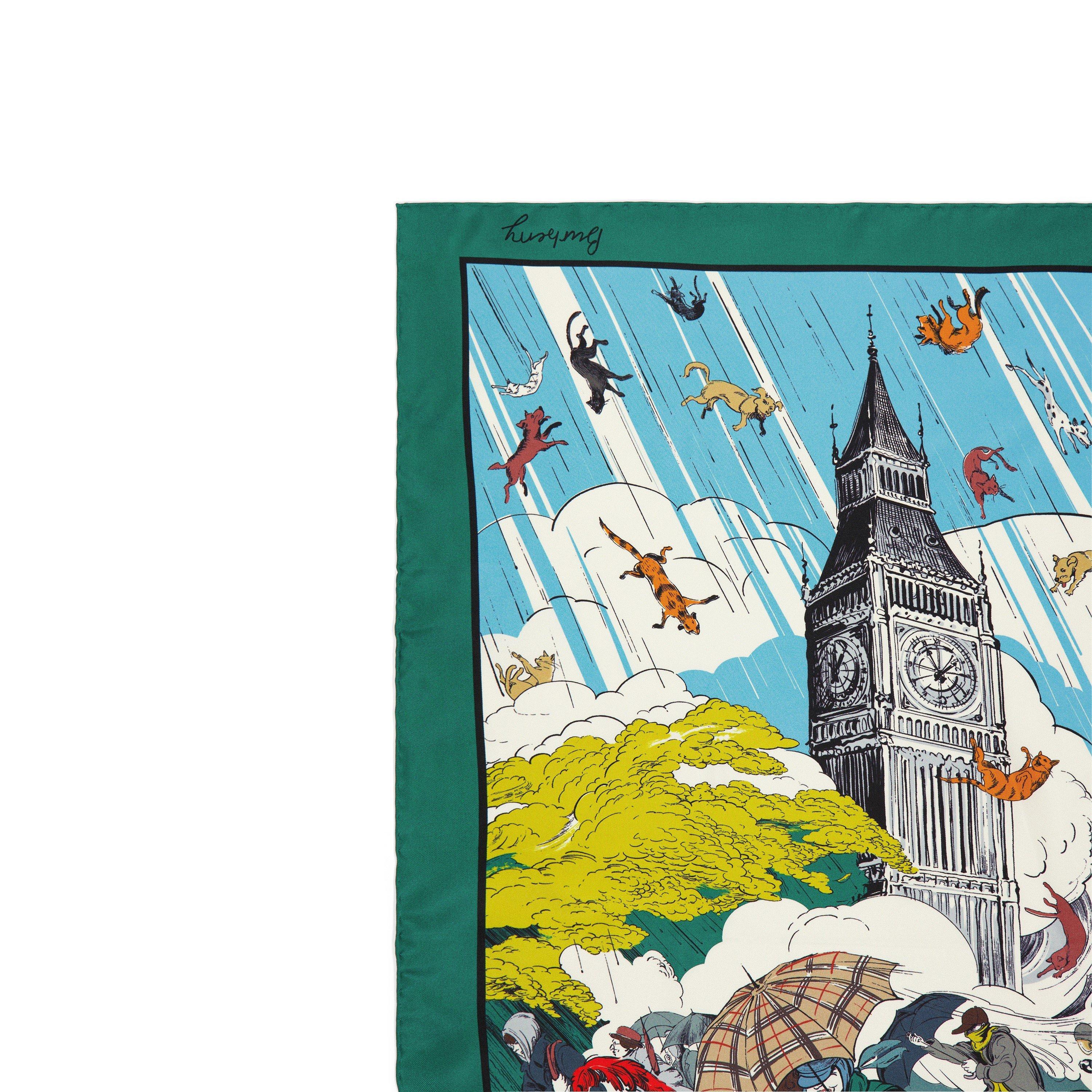 Kew Green - Burberry - Women's Burb Rain Cats Dogs Silk Scarves - 2