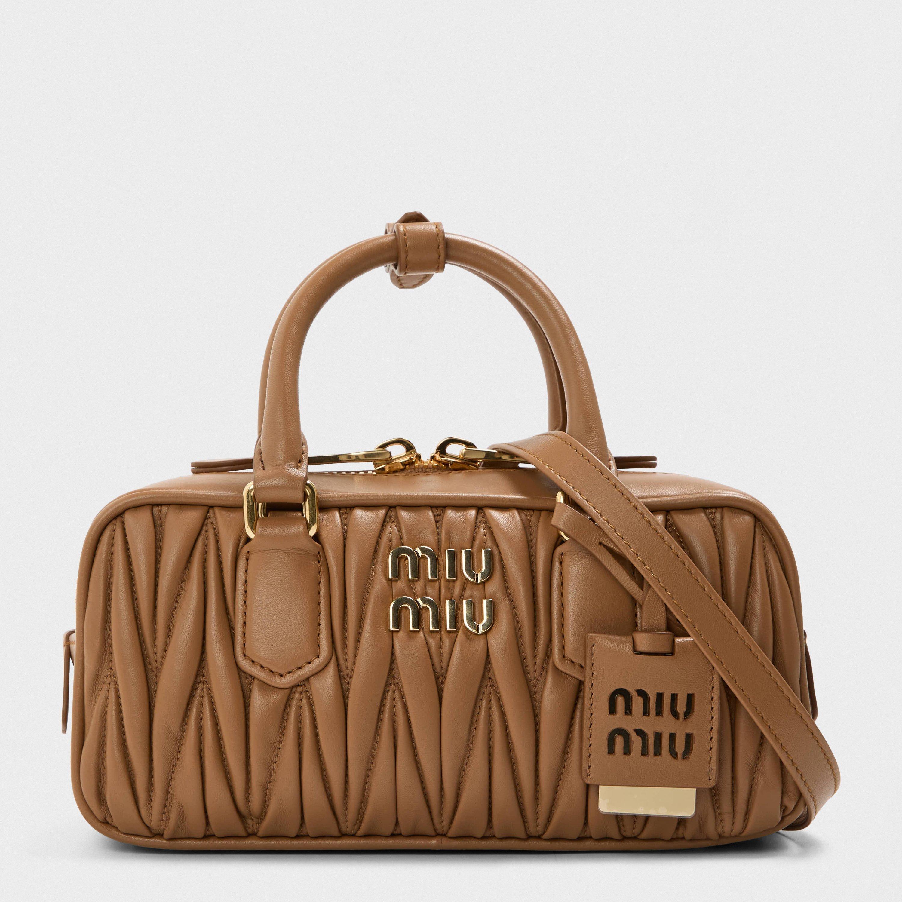 Caramel - Miu Miu - Women's Arcadie Leather Top Handle Bag - 1