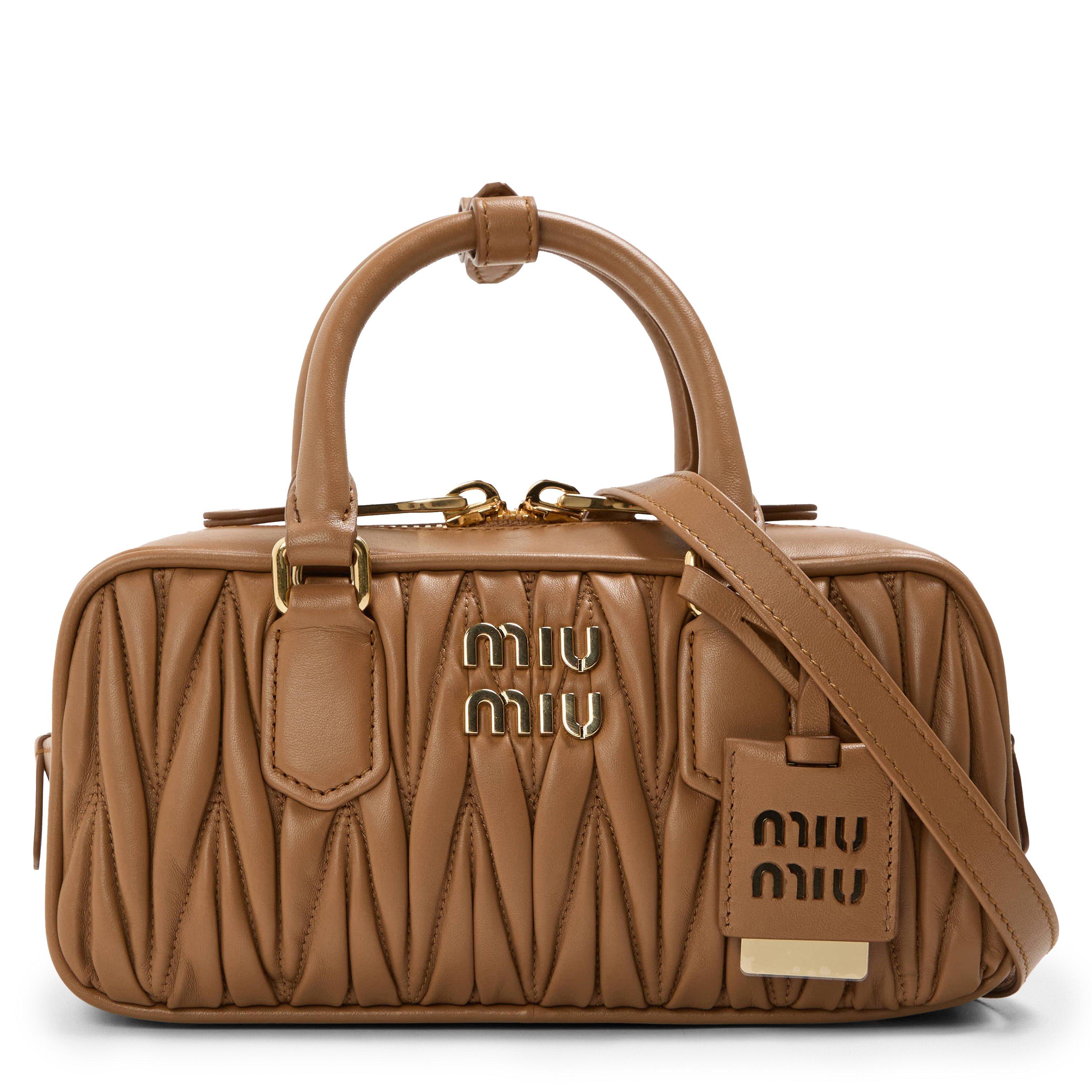 Miu Miu Women's Arcadie Leather Top Handle Bag - Caramel