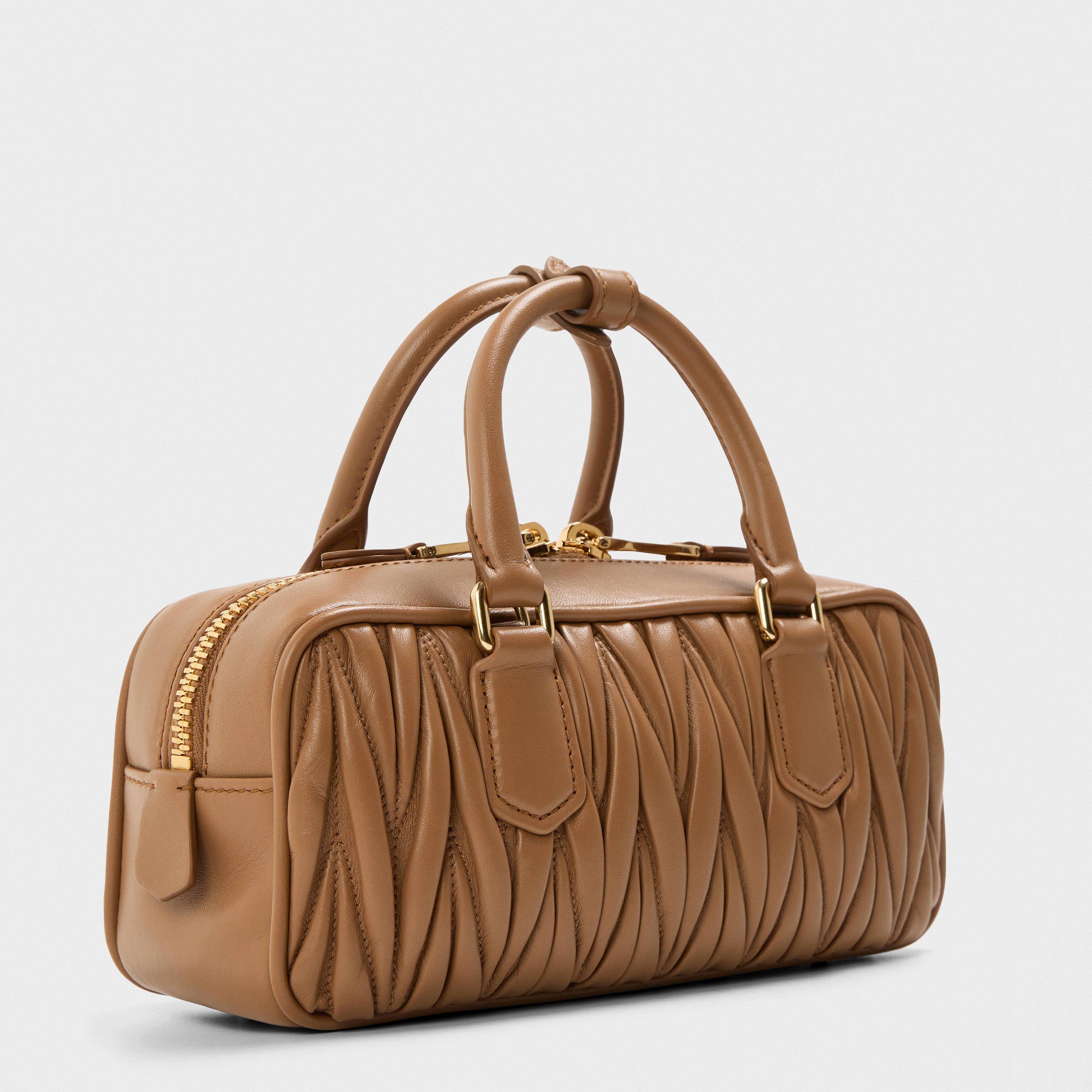 Caramel - Miu Miu - Women's Arcadie Leather Top Handle Bag - 2