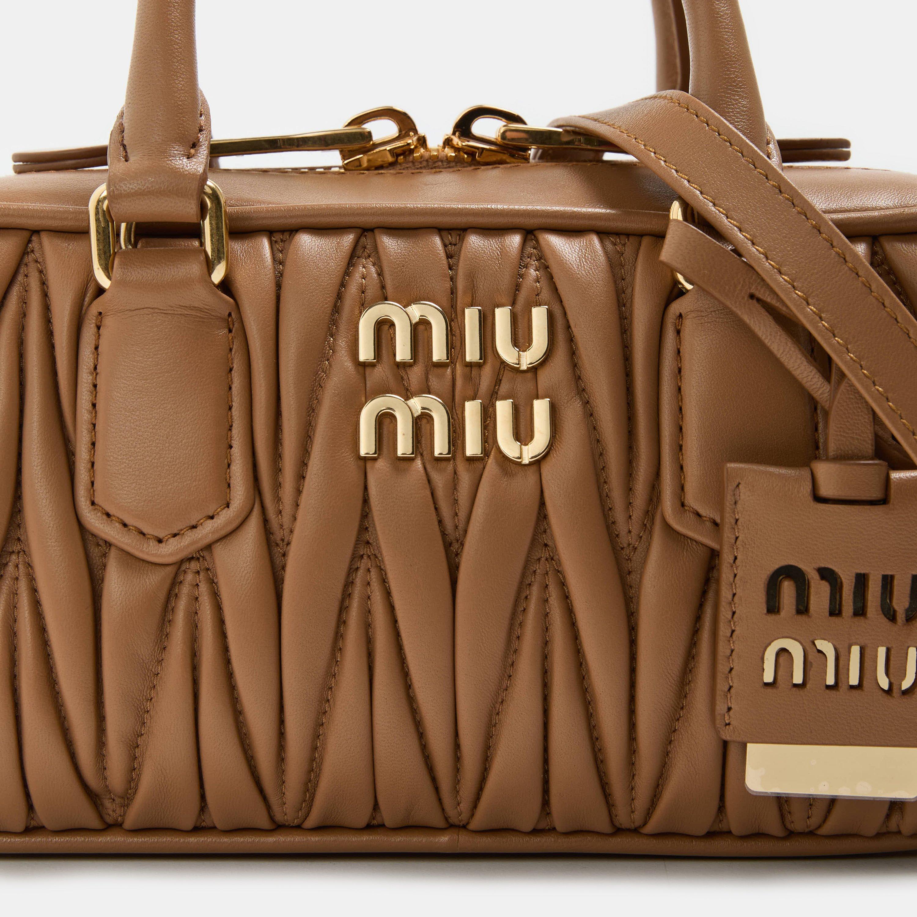 Caramel - Miu Miu - Women's Arcadie Leather Top Handle Bag - 4