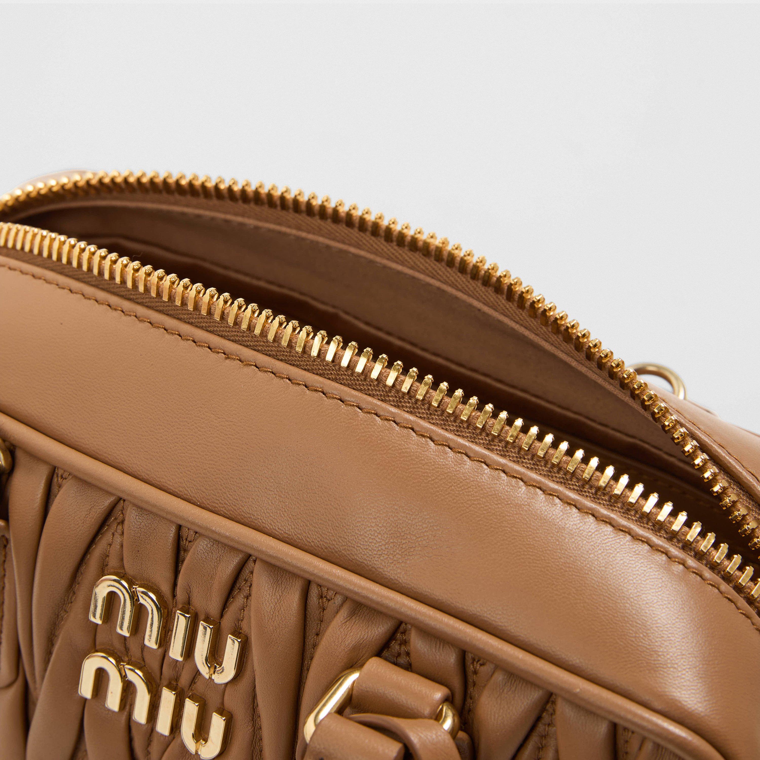 Caramel - Miu Miu - Women's Arcadie Leather Top Handle Bag - 5