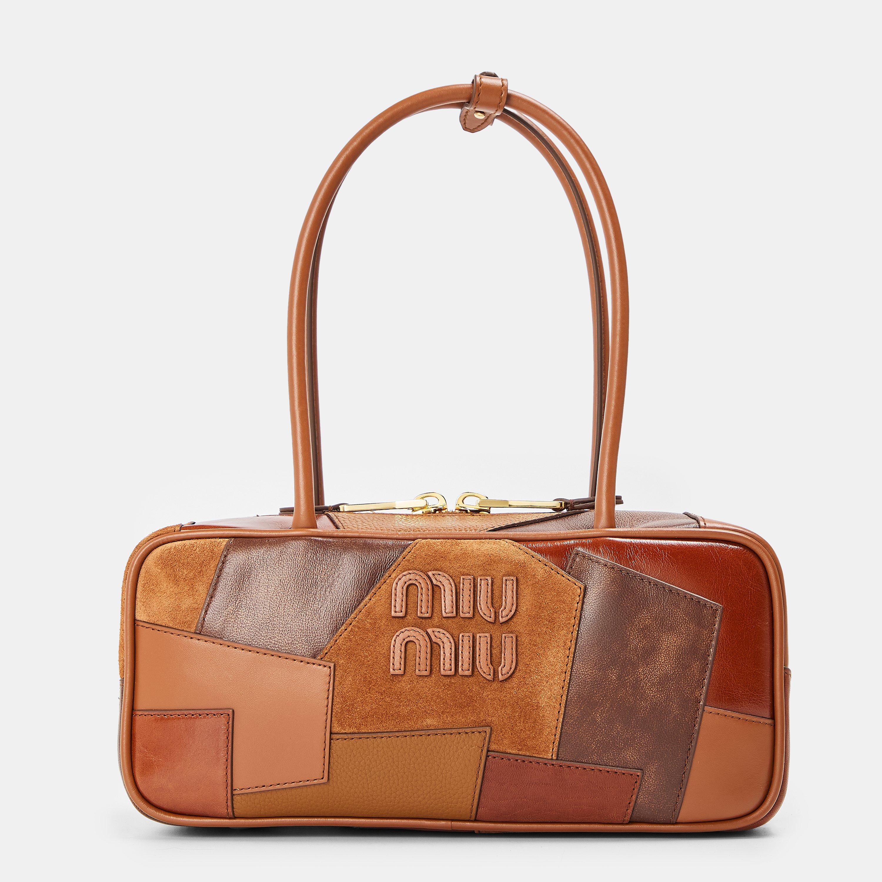 Cognac - Miu Miu - Women's Patch Beau Top Handle Bag - 1