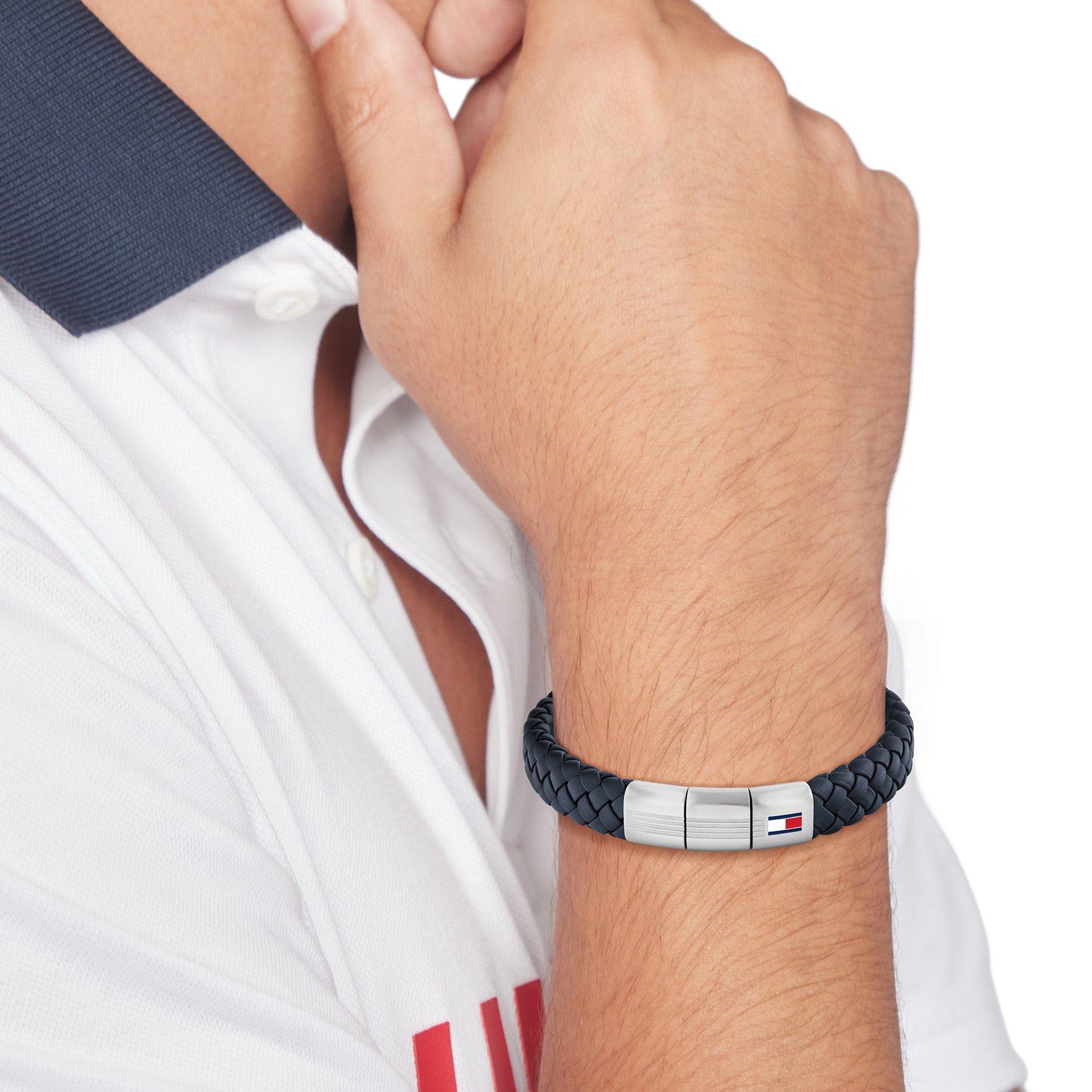 Blue - Tommy Hilfiger - Men's Round Braided Leather Bracelet - 3