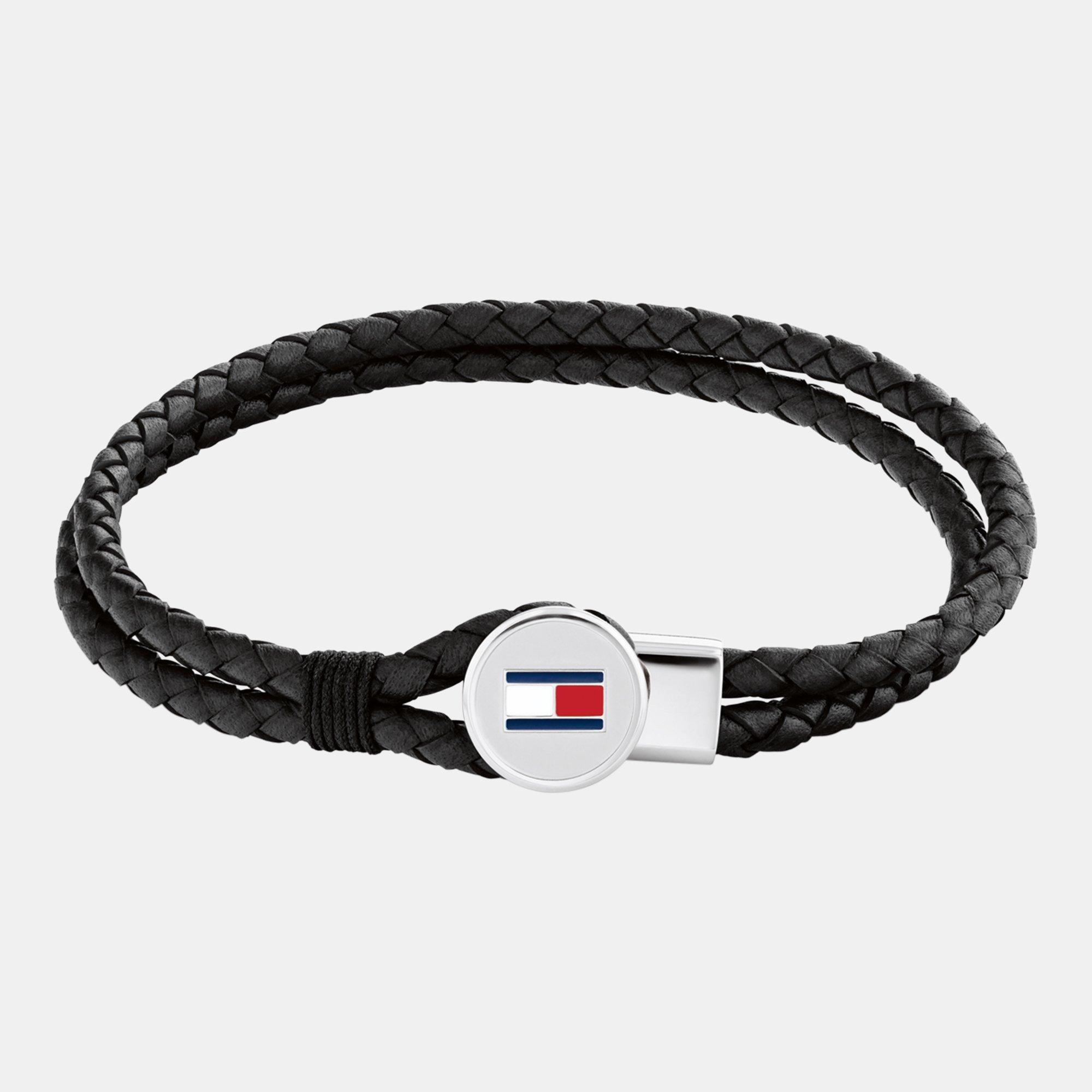 Black - Tommy Hilfiger - Men’s Braided Leather Bracelet - 1