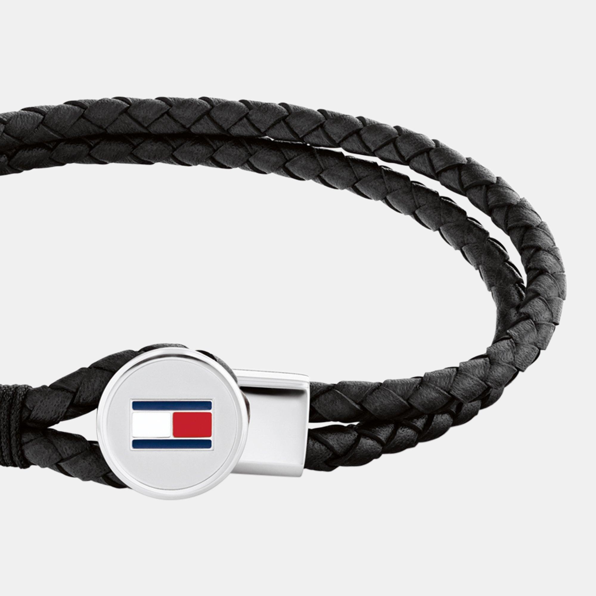 Black - Tommy Hilfiger - Tommy Hilfiger Men’s Braided Leather Bracelet - 2