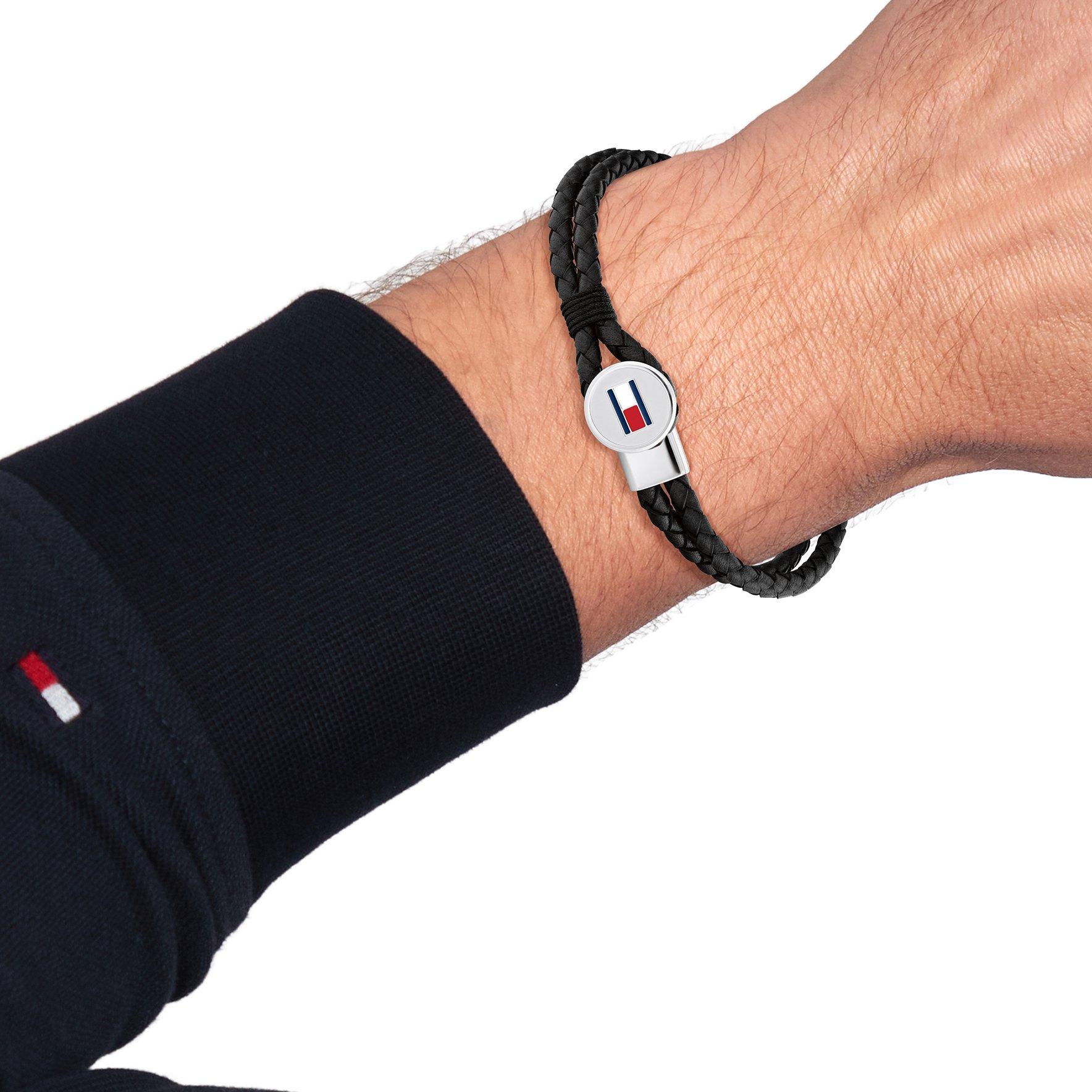 Black - Tommy Hilfiger - Tommy Hilfiger Men’s Braided Leather Bracelet - 3