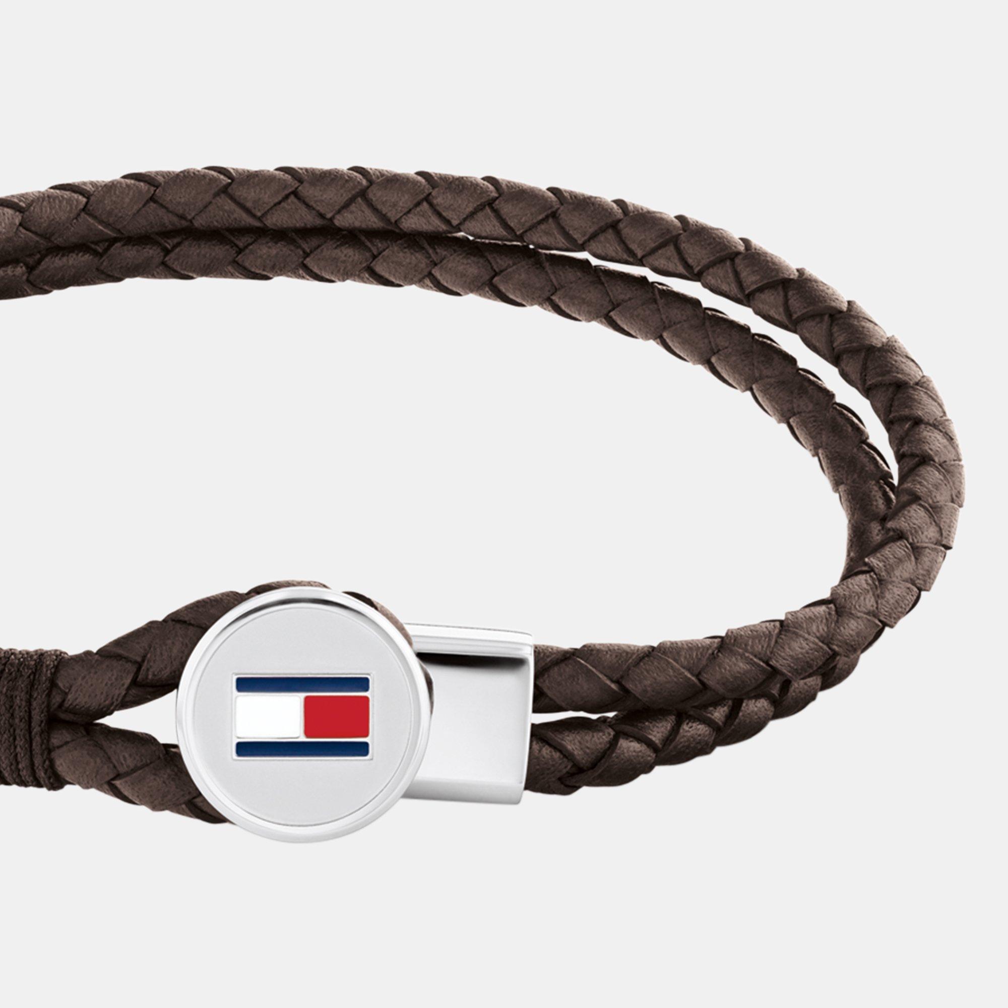 Brown - Tommy Hilfiger - Men’s Braided Leather Bracelet - 2