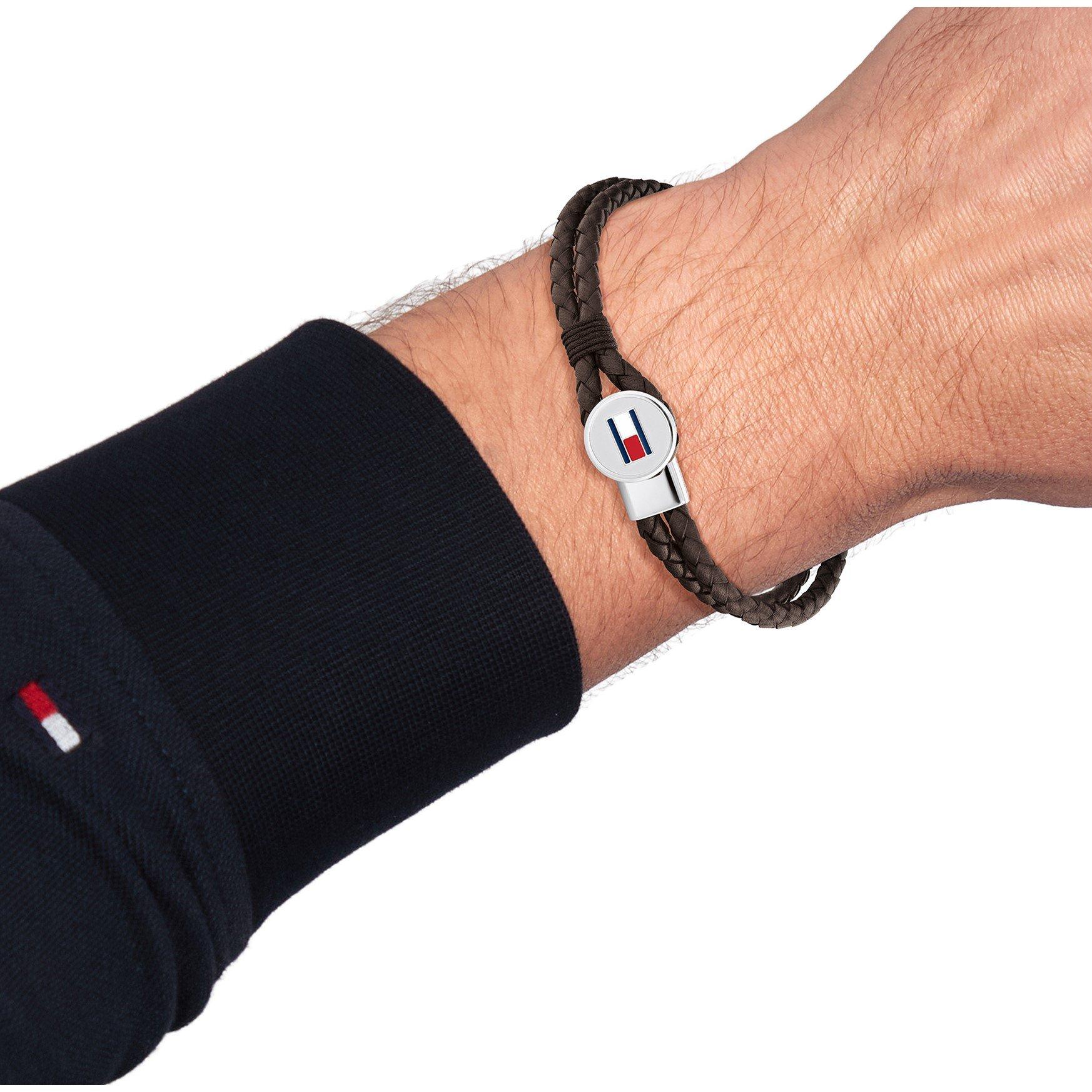 Brown - Tommy Hilfiger - Men’s Braided Leather Bracelet - 3