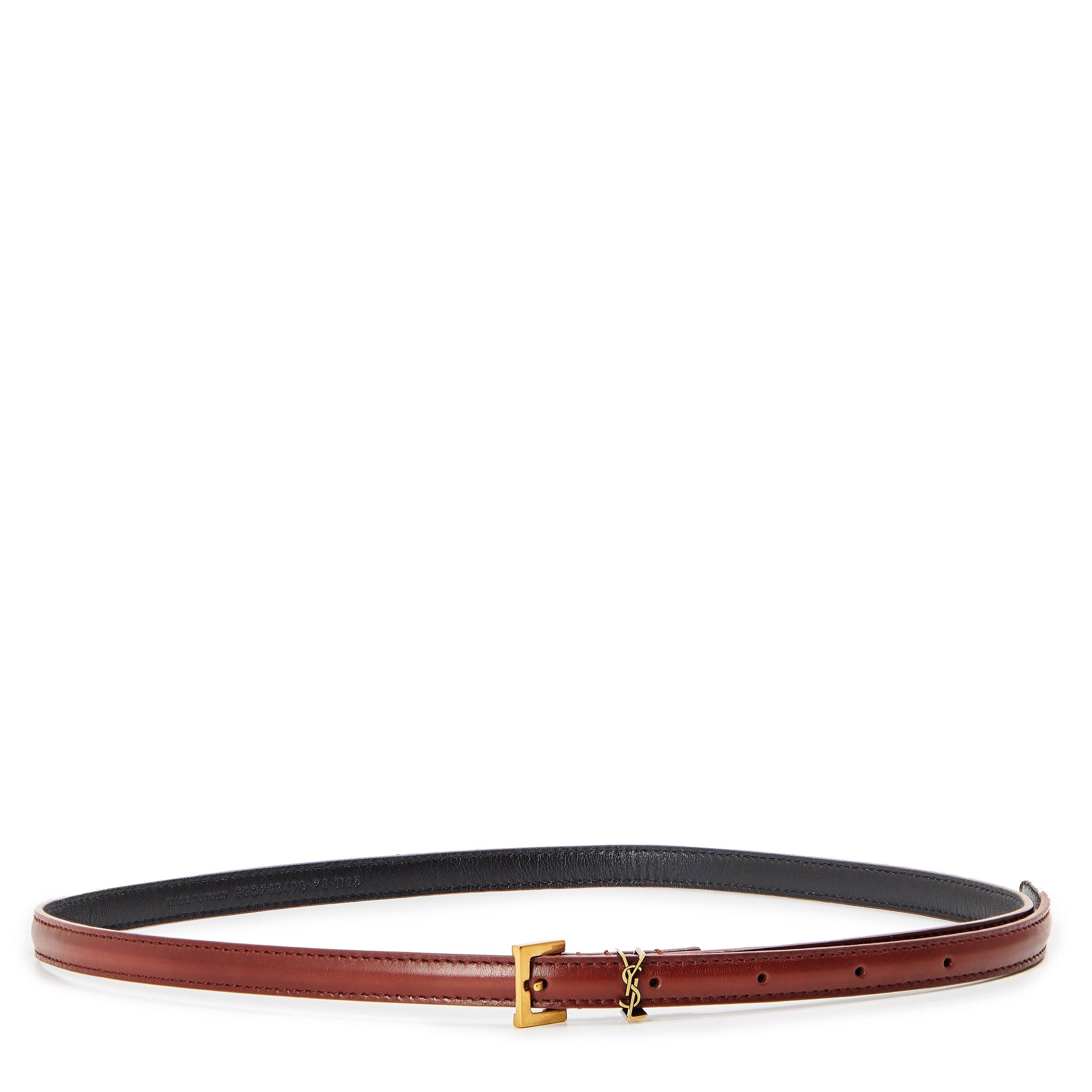 Saint Laurent Women's Leather Belt - Drk Wet Clay - Size 90