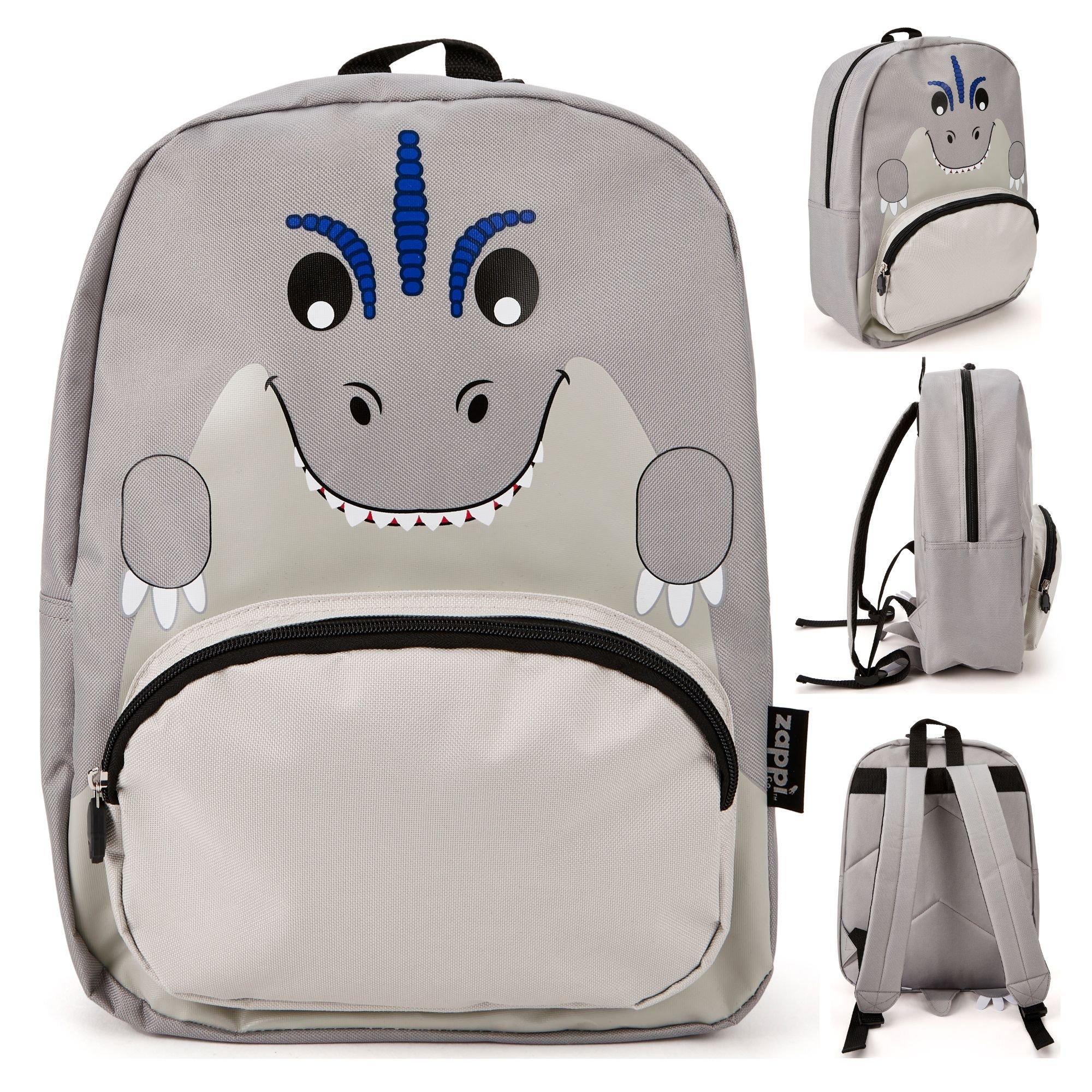Grey - Zappi Co - Zappi Co Baby Animal Backpack Set T-Rex (Backpack Lunch Box Pencil Case) - 2