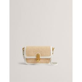 Ted Baker Ted Baker Twist Lock Detail Small Raffia Crossbody