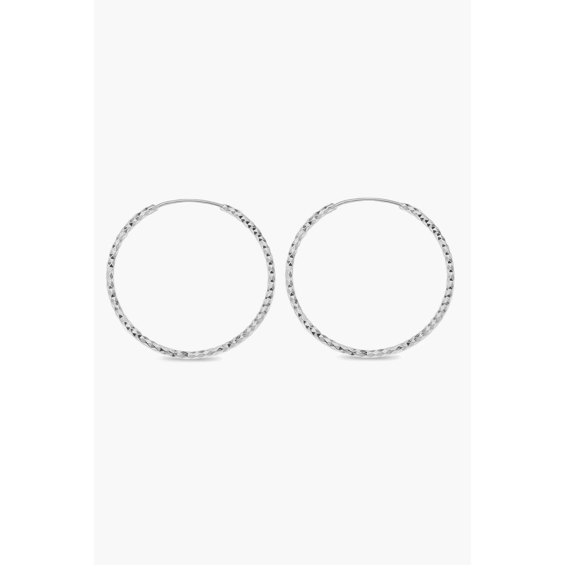 Silver - Be You - Sterling Silver Diamond Cut Hoop Earrings 50mm