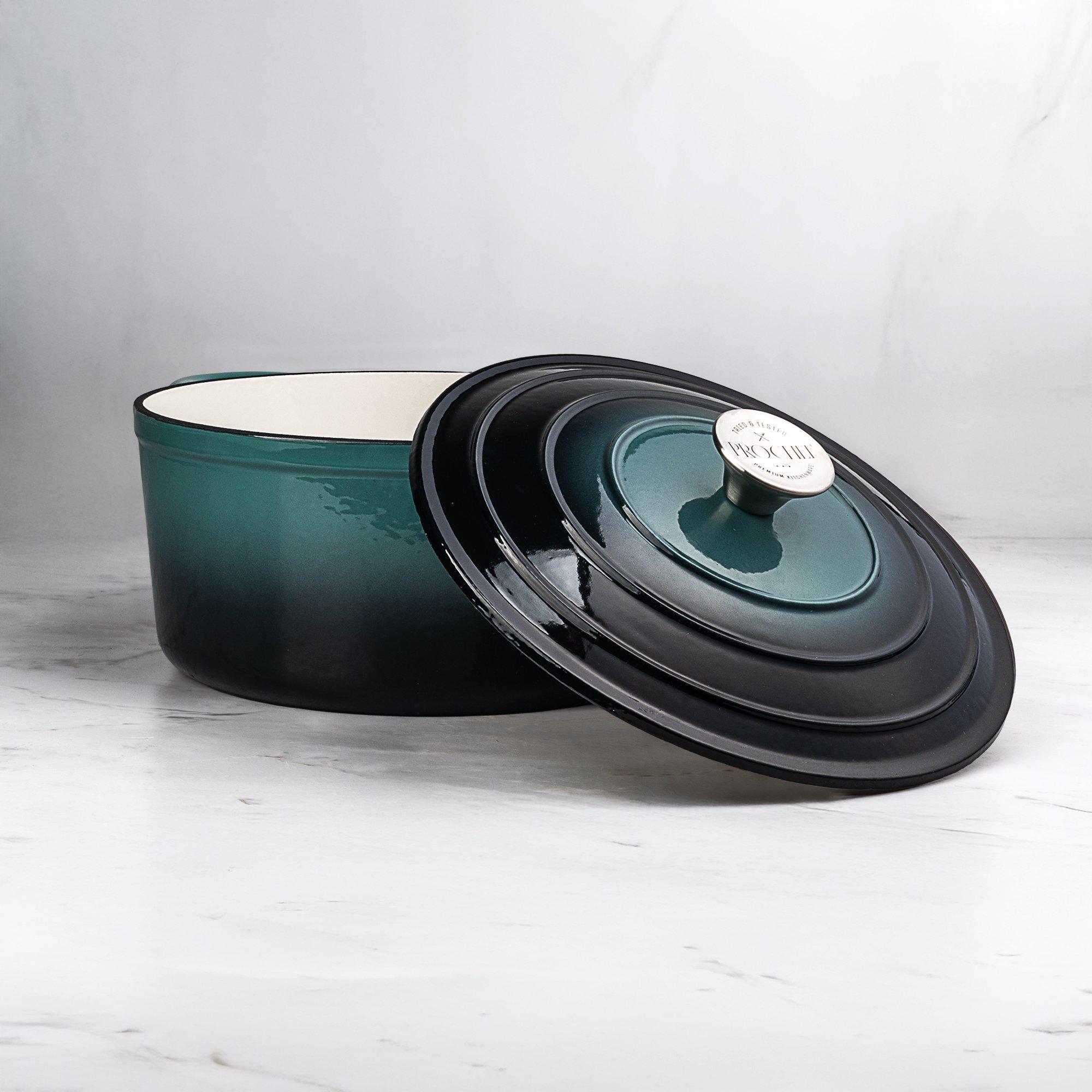 Deep Teal - Prochef - 21CM CAST IRON DEEP TEAL ROUND CASSEROLE - 3