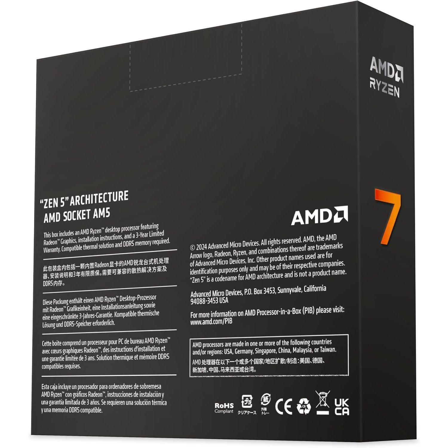 Black - AMD - Ryzen 7 9700X Processor - 3