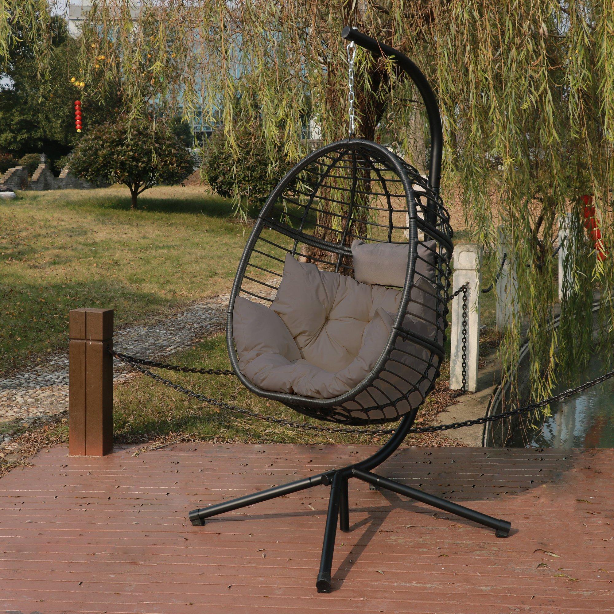 Grey/Black - Linea - Kokomo Hanging Egg Chair - 1
