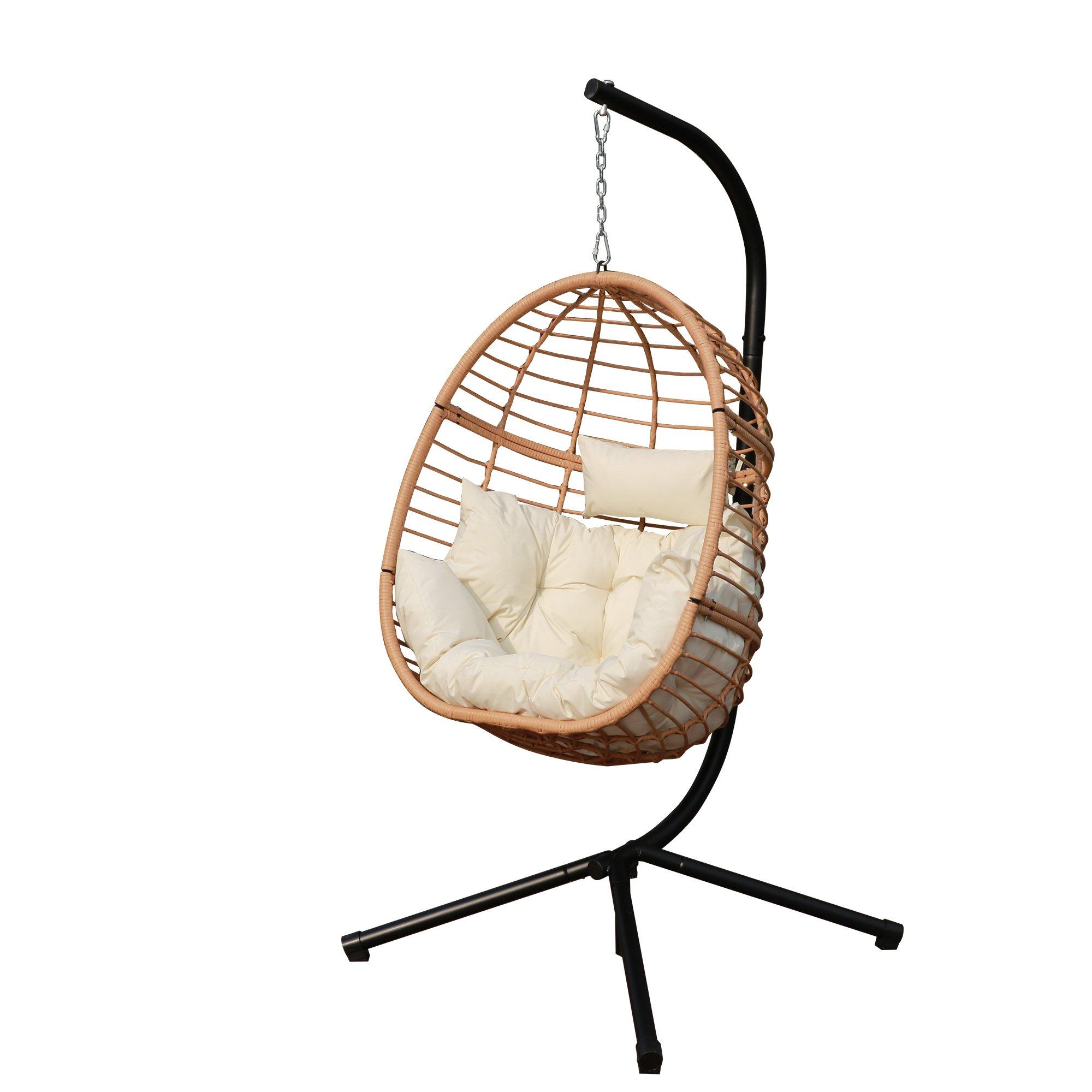 Beige/Black - Linea - Studio Kokomo Hanging Egg Chair - 2