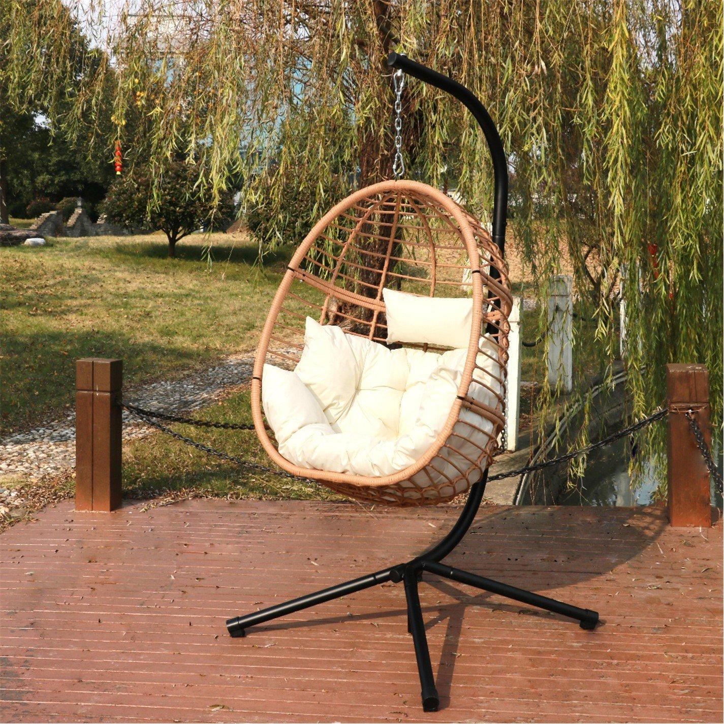 Beige/Black - Linea - Studio Kokomo Hanging Egg Chair - 4