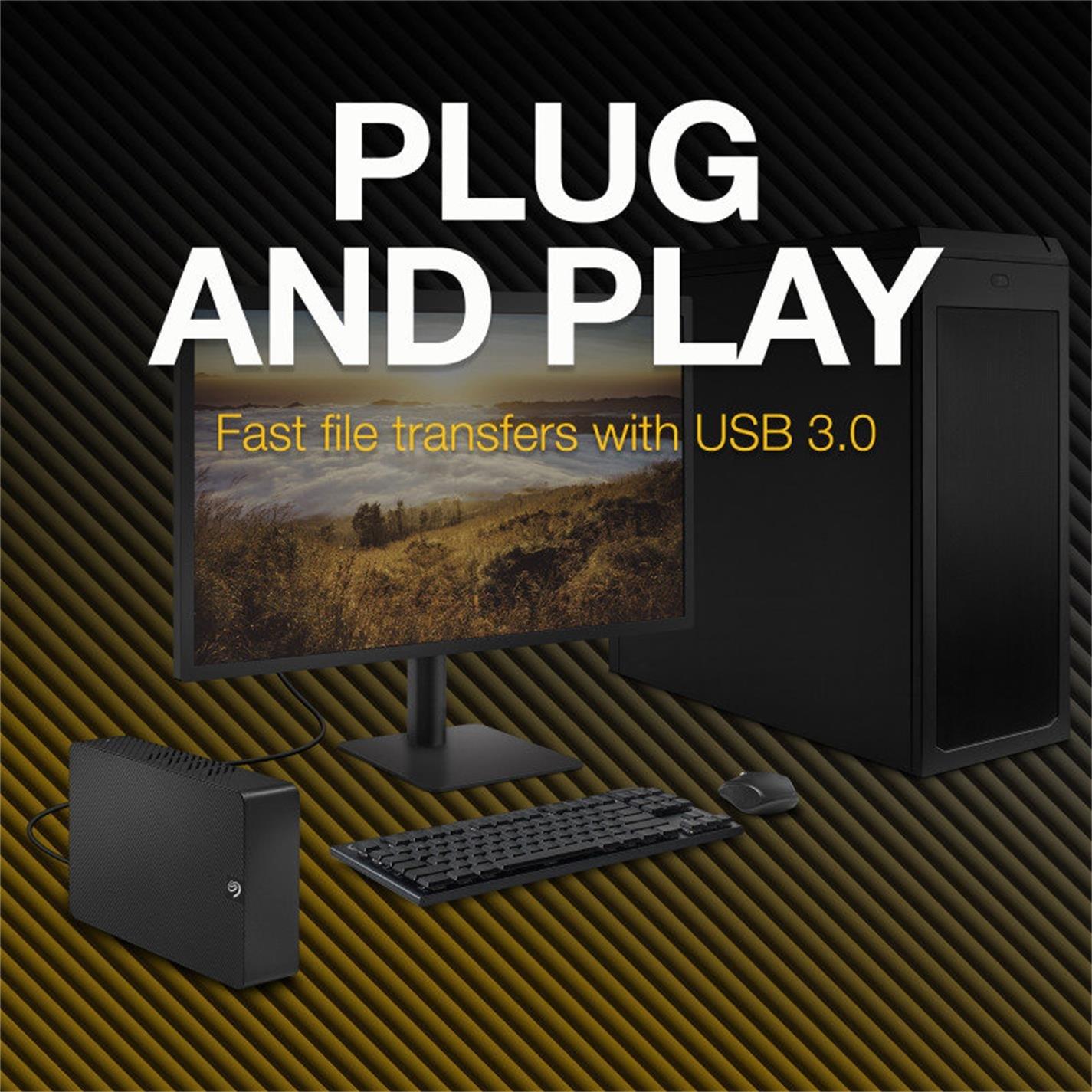 Black - Seagate - Expansion 8TB USB-A Desktop External Hard Drive - 5