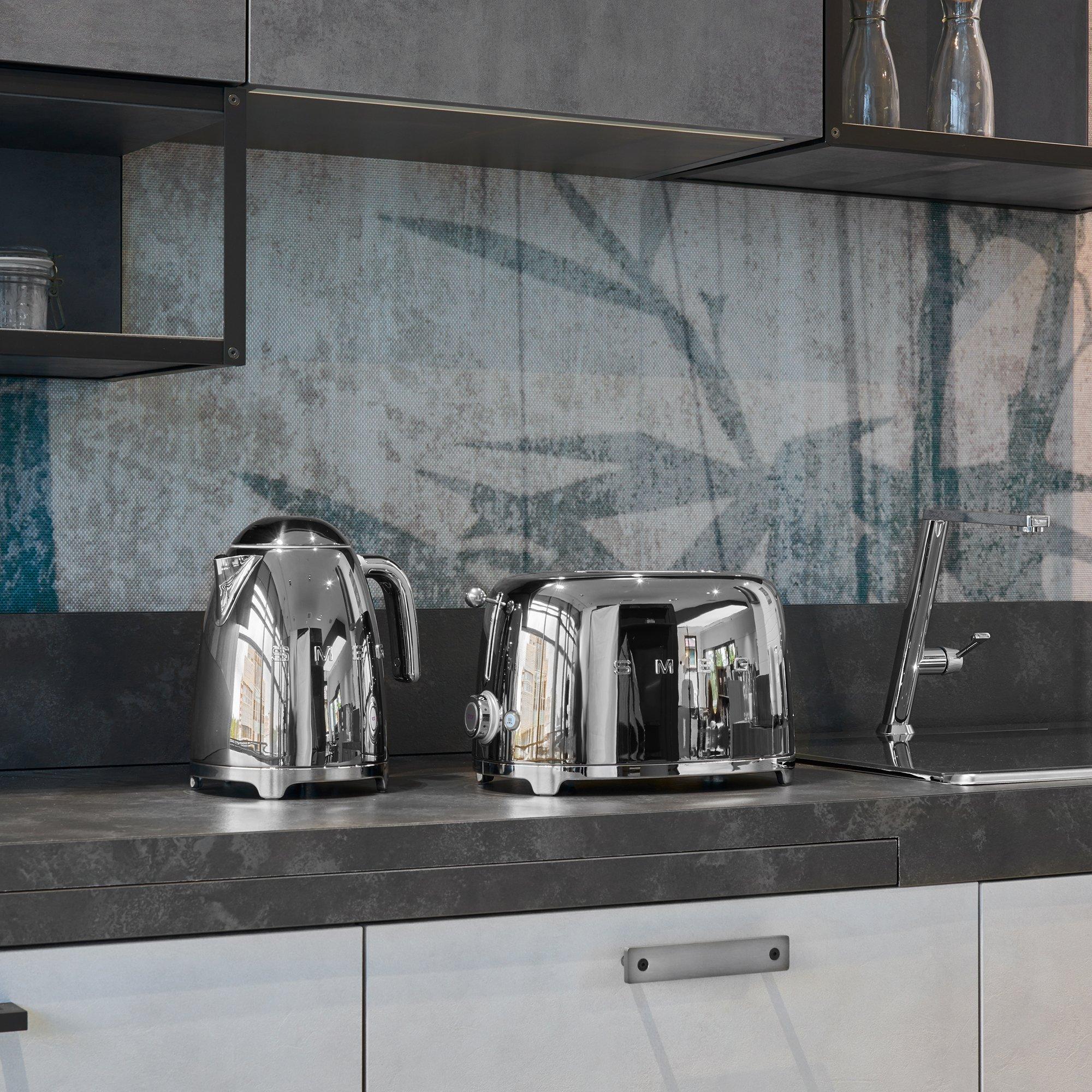 Stainless Steel - Smeg - Smeg 50’s Style Jug Kettle Soft Opening & 2 Slice Toaster Extra Wide Slots Pastel Green - 6