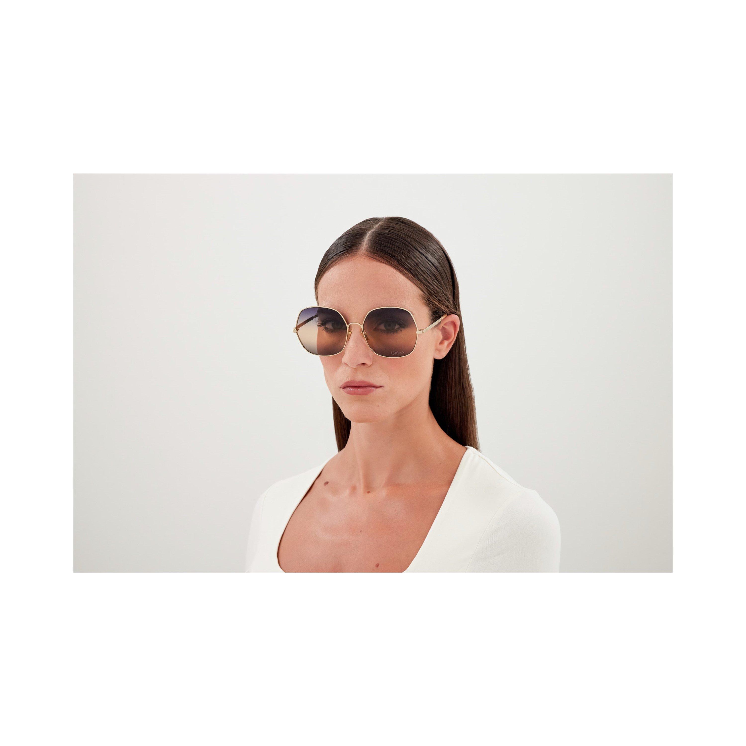 Gold/Blue - Chloe - Women's Large Frame Oversized Sunglasses - 5