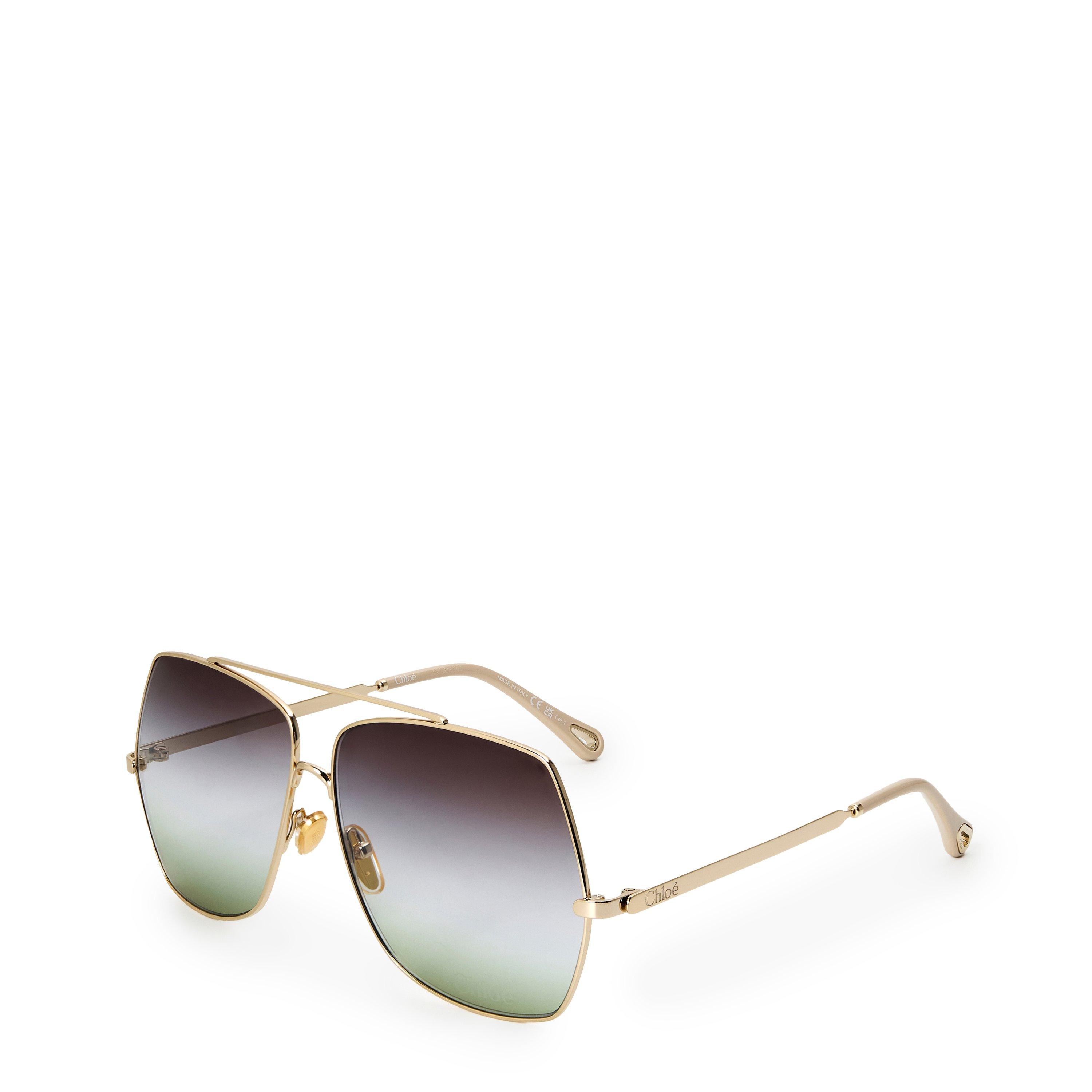 Gold/Green - Chloe - Chloe Womens CH0278S Sculptural Metal Oversized Sunglasses - 1