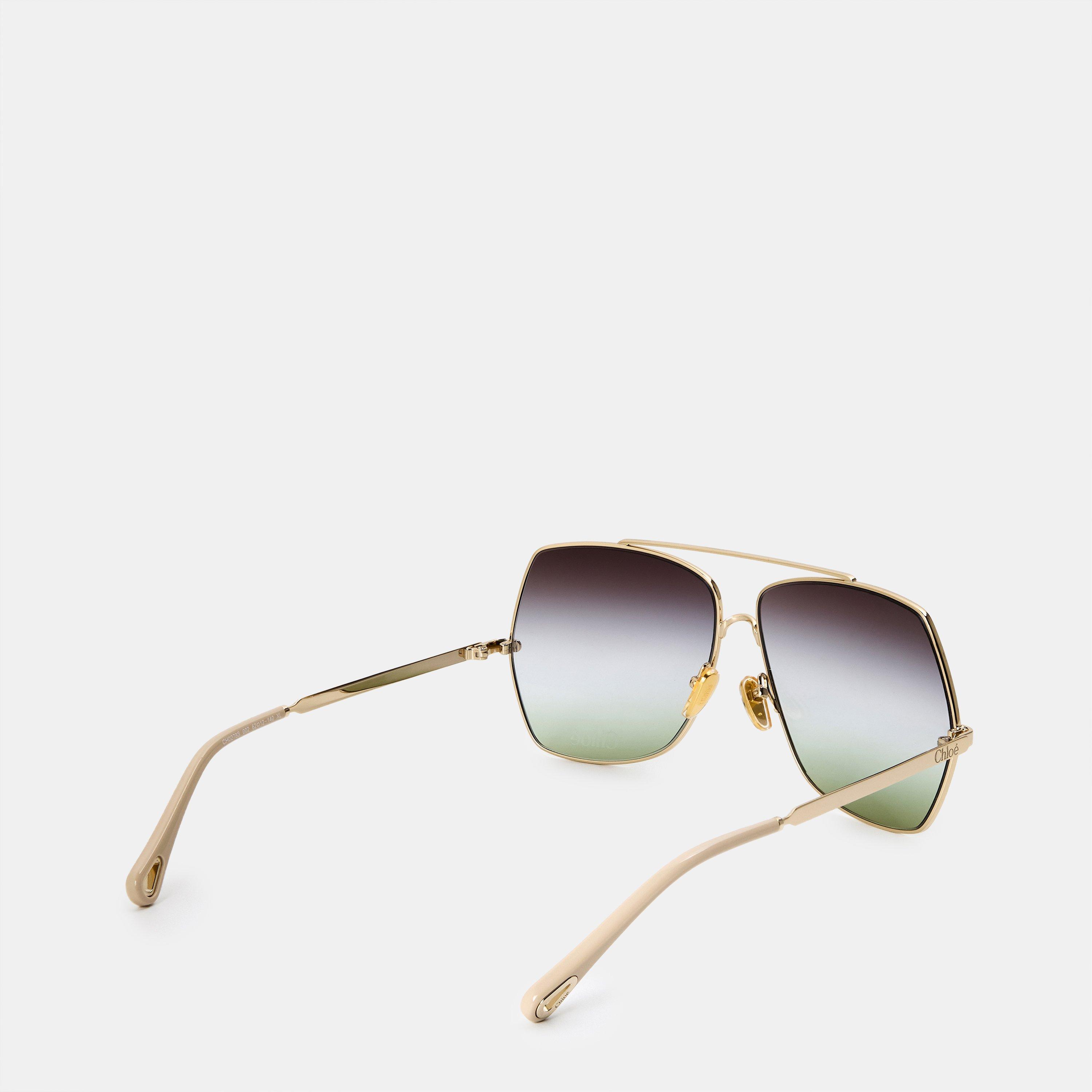 Gold/Green - Chloe - Women's Oversized Sunglasses - 2