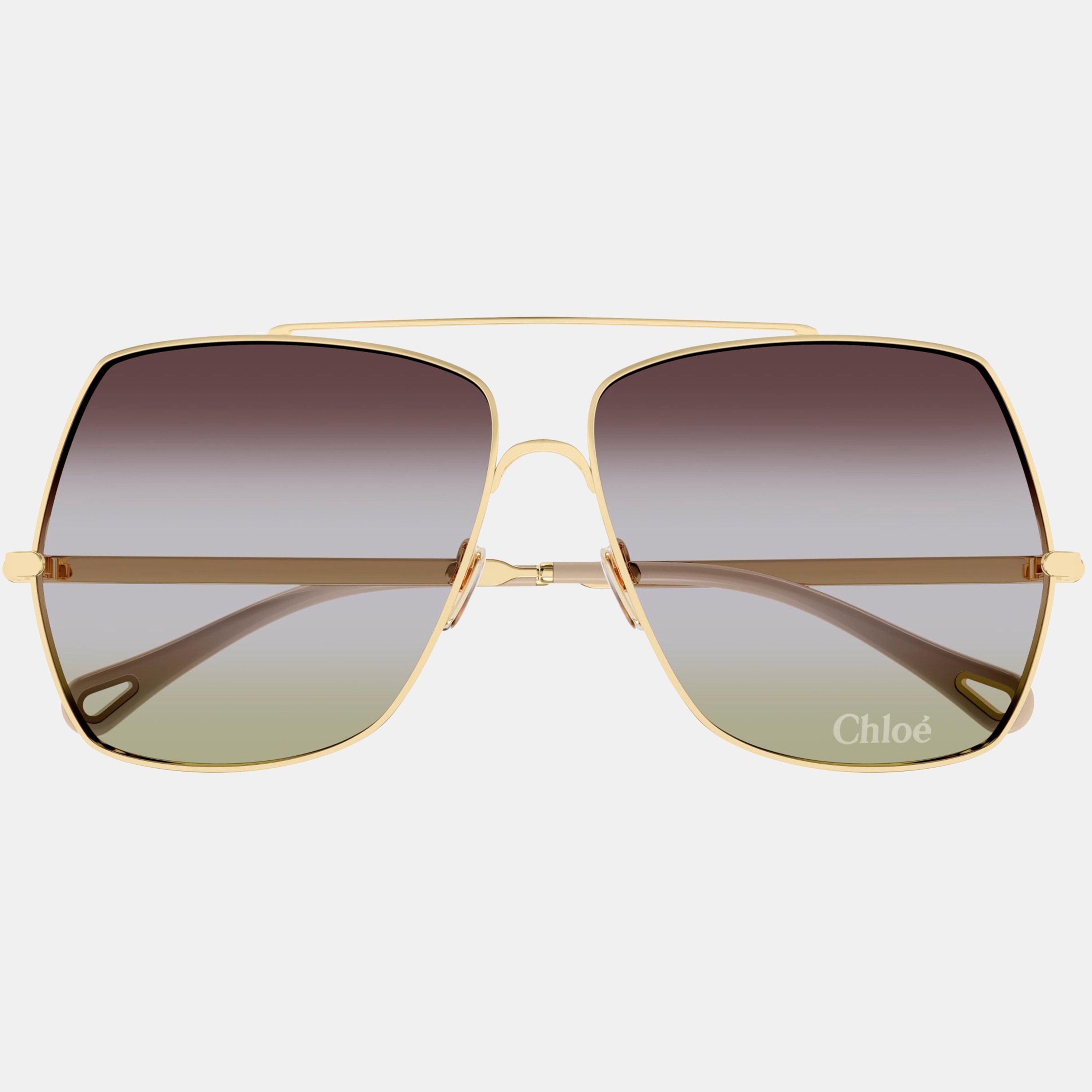 Gold/Green - Chloe - Women's Oversized Sunglasses - 3