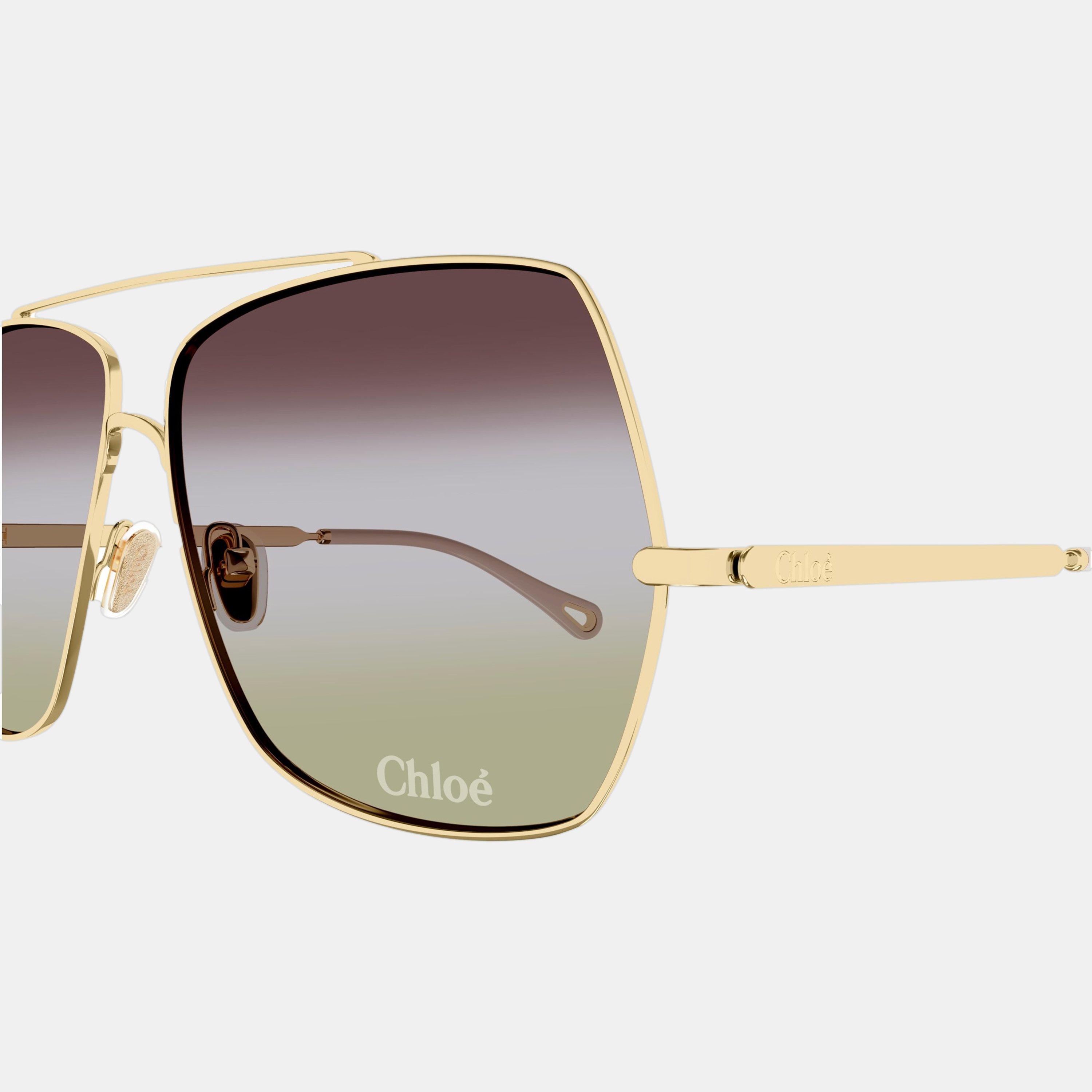 Gold/Green - Chloe - Women's Oversized Sunglasses - 4