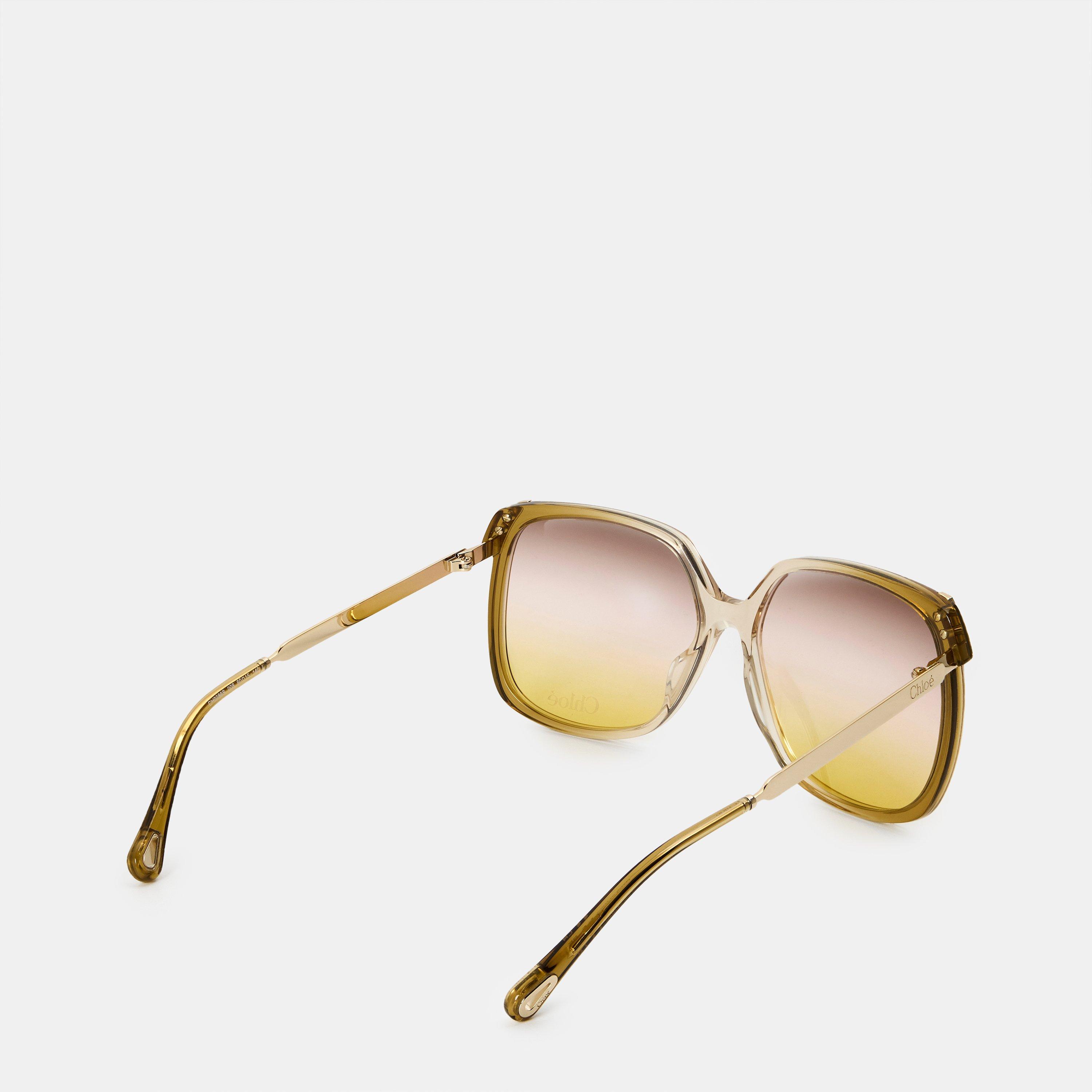 Beige/Gold - Chloe - Women's Oversized Sunglasses - 2