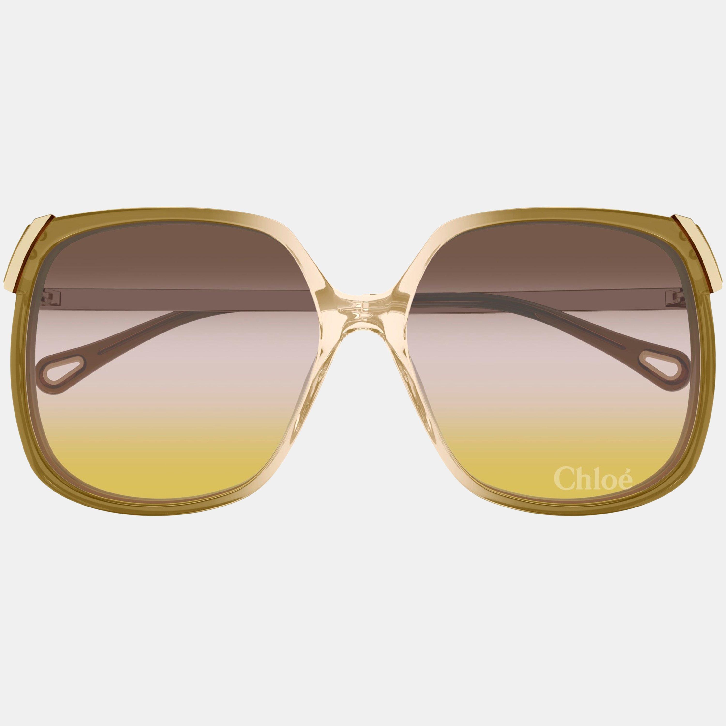 Beige/Gold - Chloe - Women's Oversized Sunglasses - 3