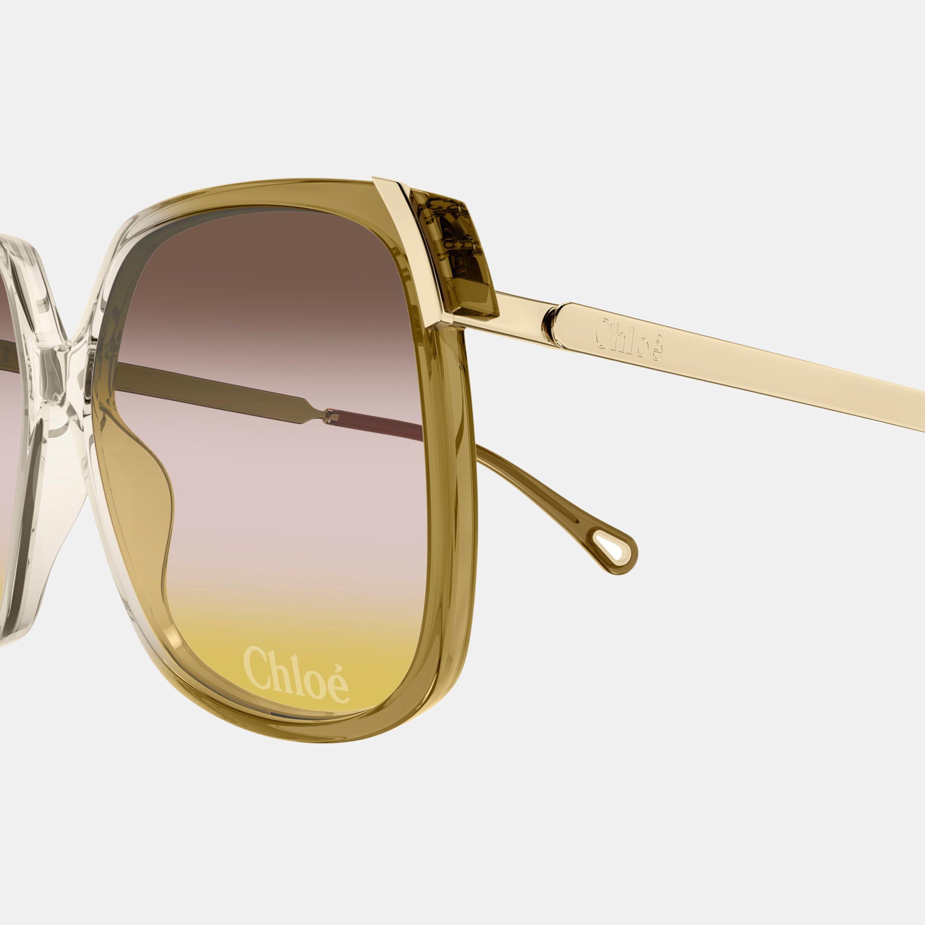 Beige/Gold - Chloe - Women's Oversized Sunglasses - 4
