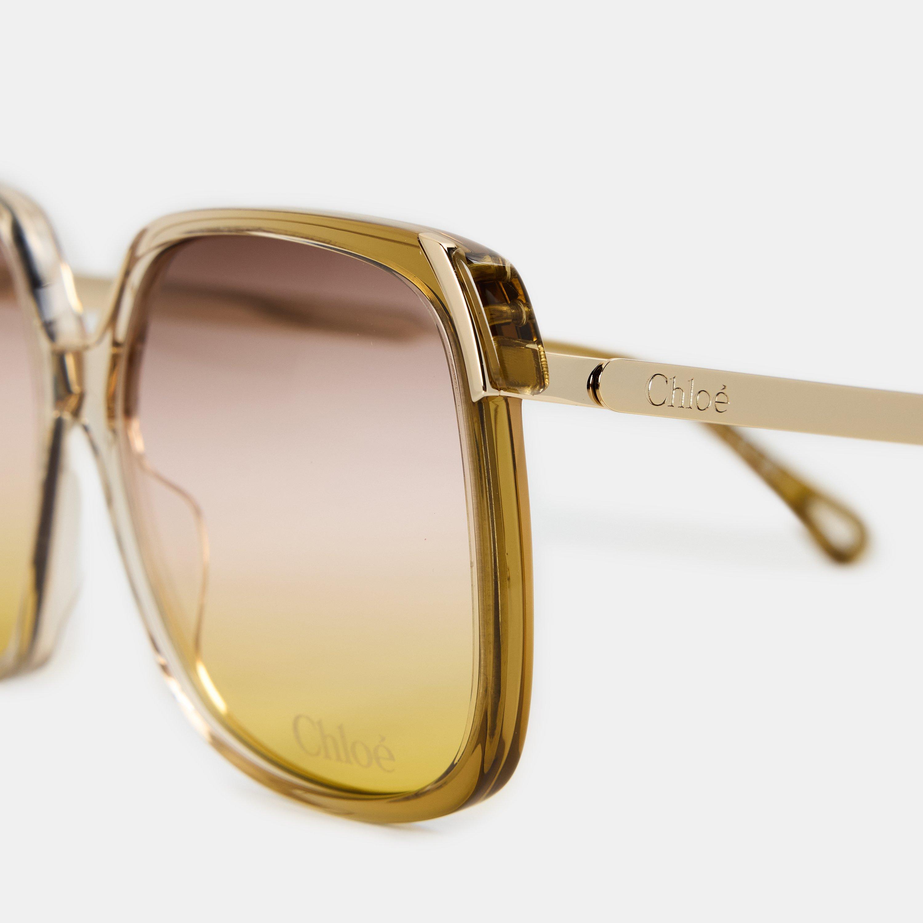 Beige/Gold - Chloe - Women's Oversized Sunglasses - 5