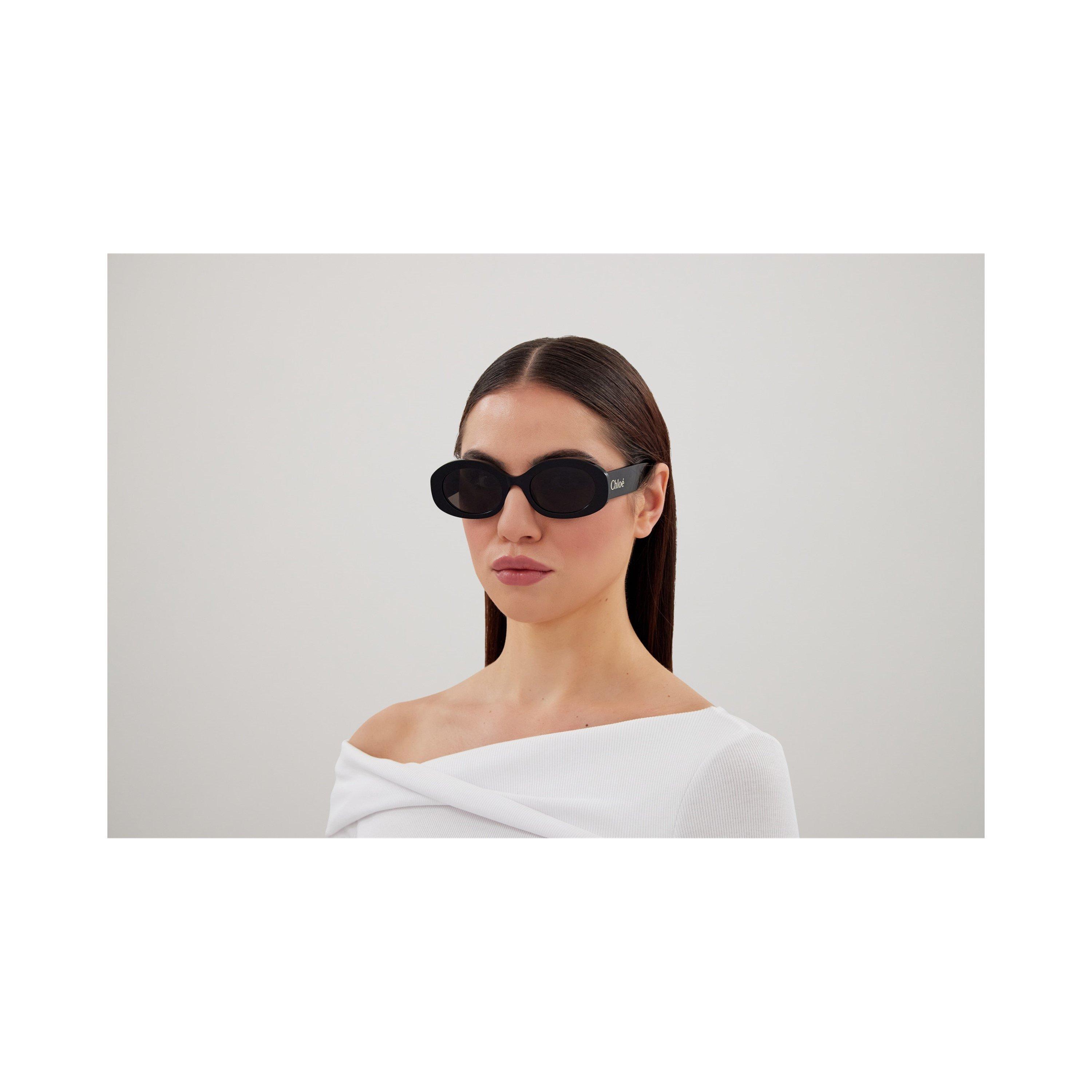 Black/Grey - Chloe - Women's Retro UV Protection Oval Sunglasses - 7
