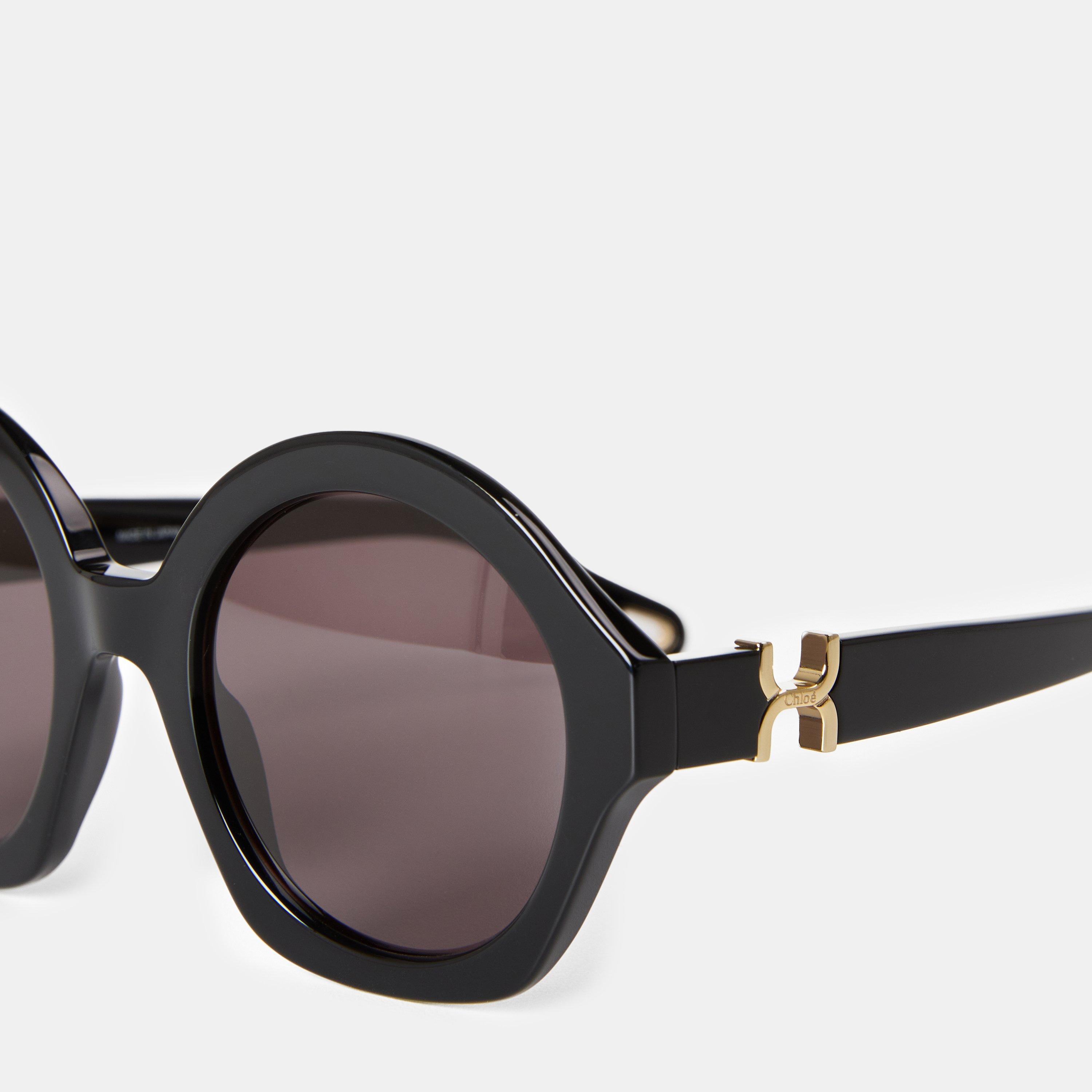 Black/Grey - Chloe - Women's Oval Sunglasses - 5