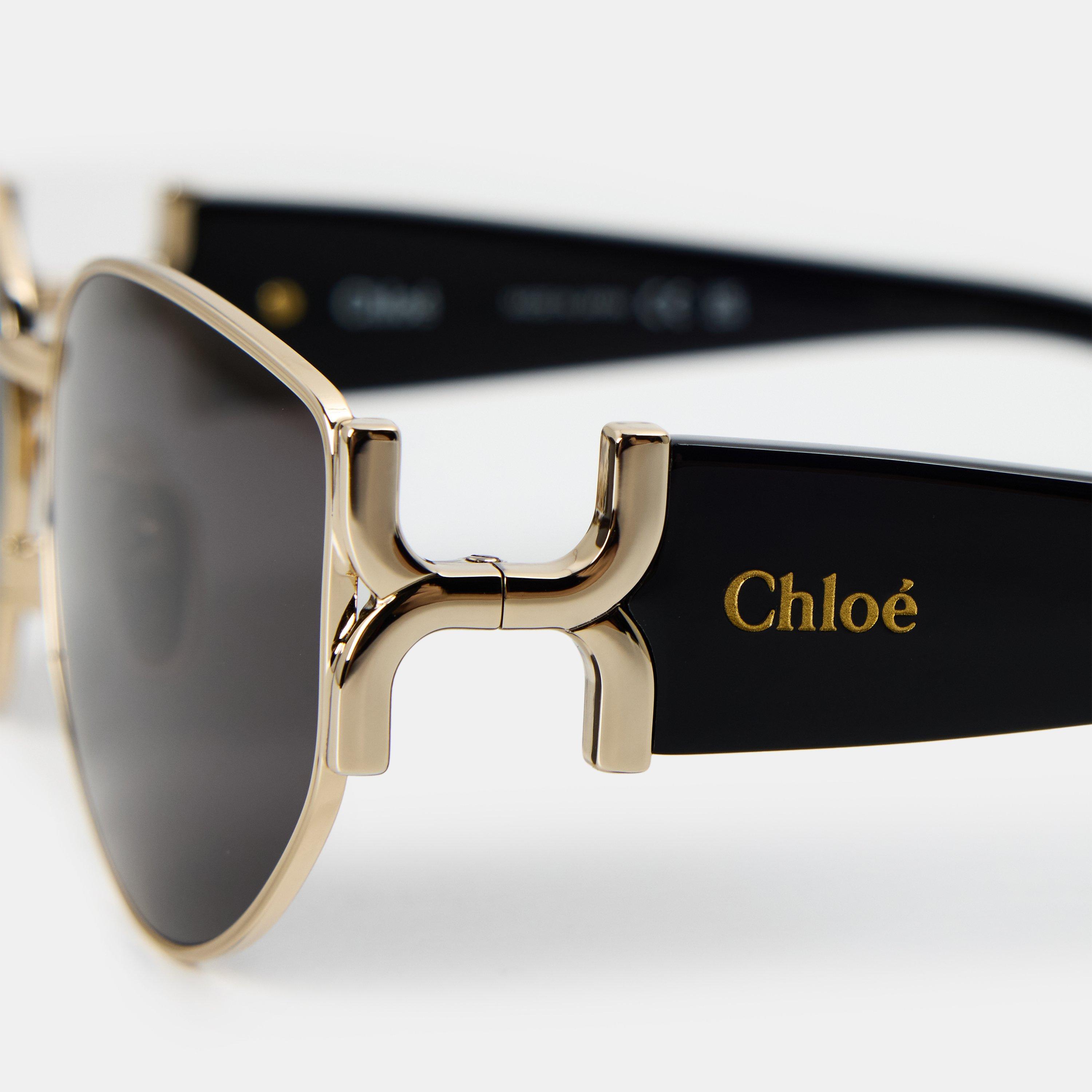 Gold/Black - Chloe - Women's Oval Sunglasses - 5