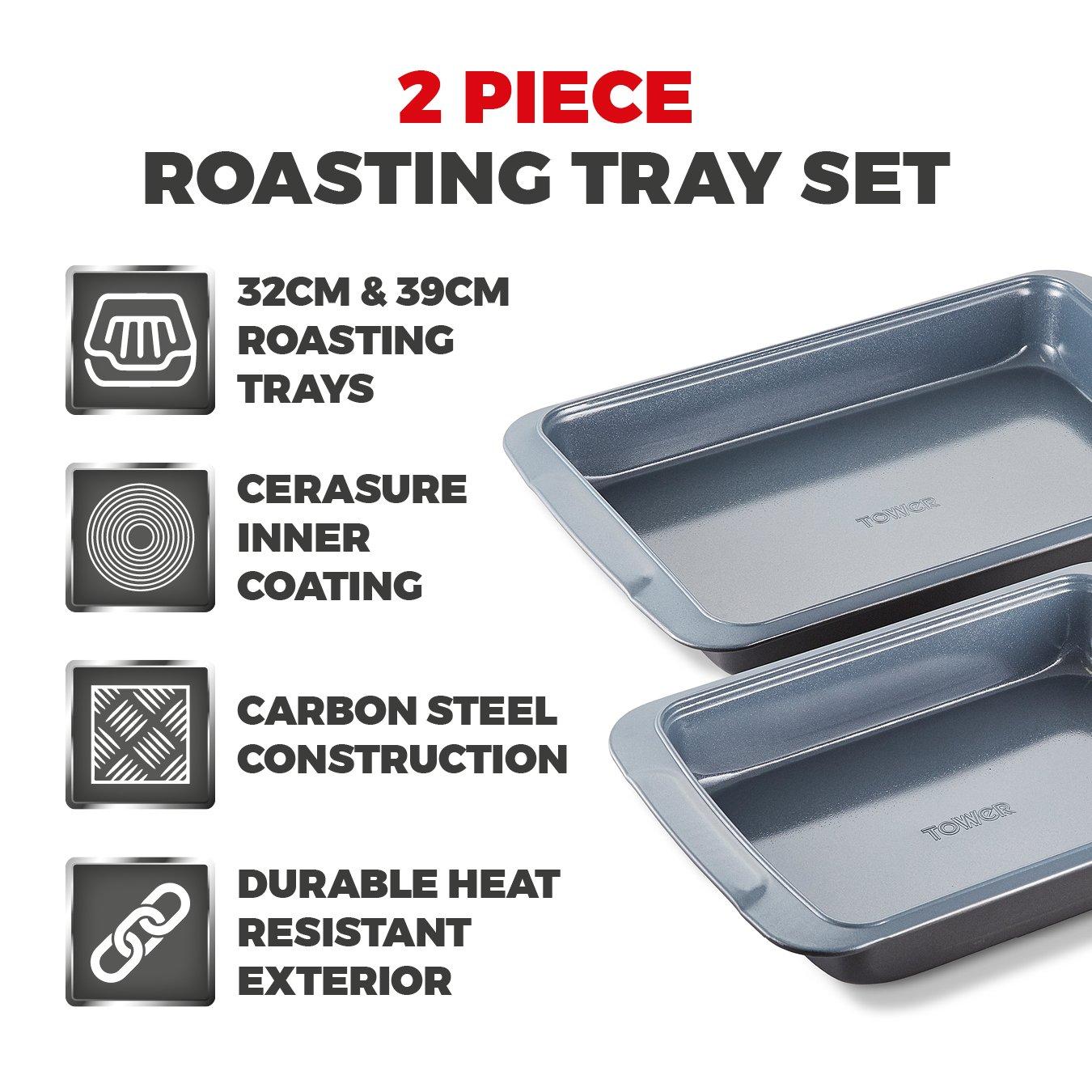 French Grey - Tower - Cerasure 2 Piece Roasting Tray - 2
