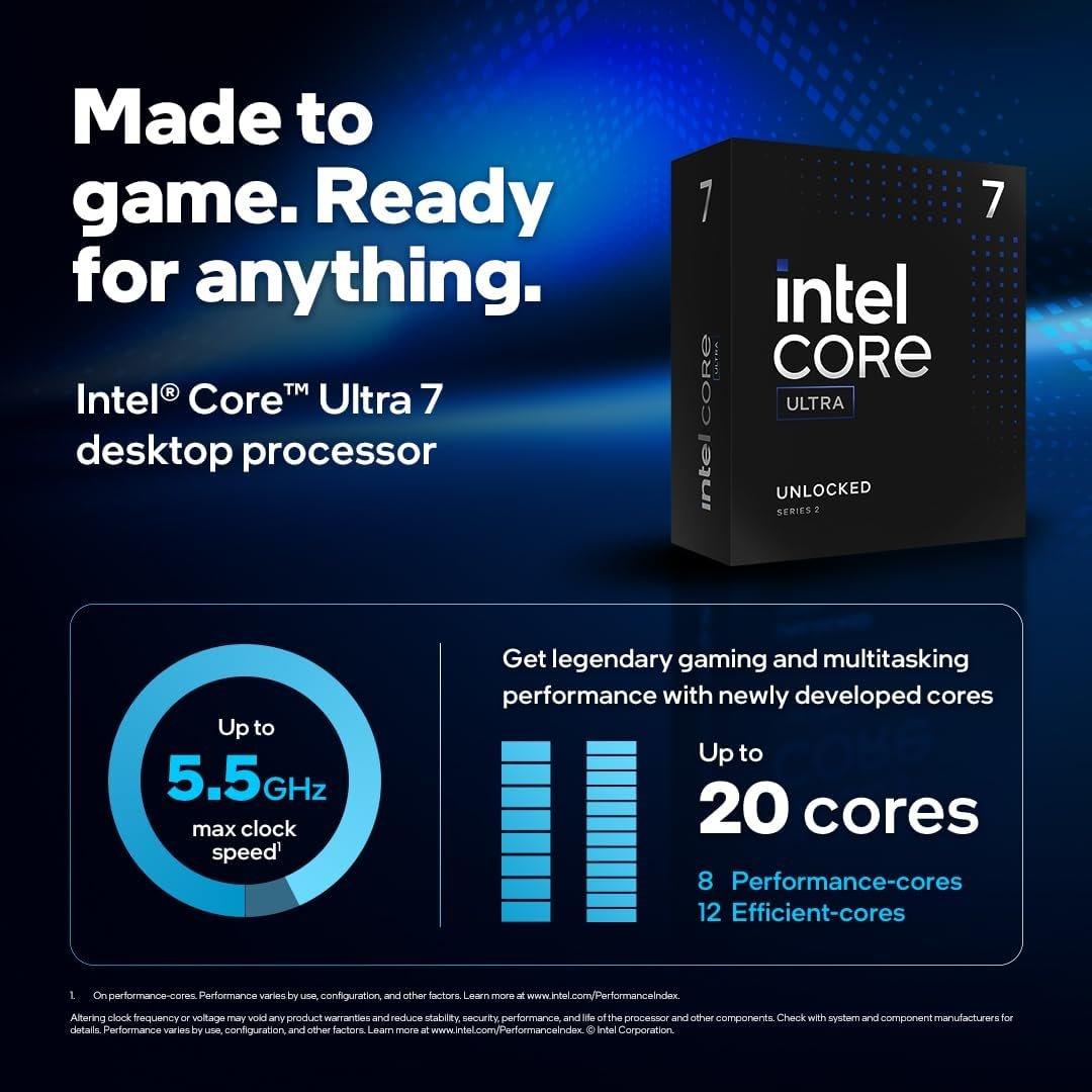 Black - Intel - Core Ultra 7 265K 20 Core/20 Thread CPU - 2