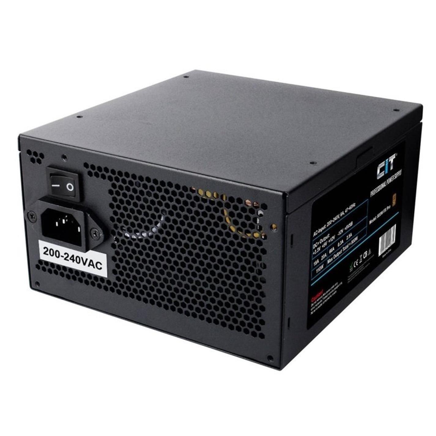 Nero - CiT - FX Pro 800W ATX Power Supply Unit APFC 80 Plus Bronze - with 14cm Fan - 4