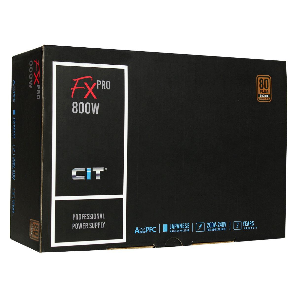Nero - CiT - FX Pro 800W ATX Power Supply Unit APFC 80 Plus Bronze - with 14cm Fan - 9