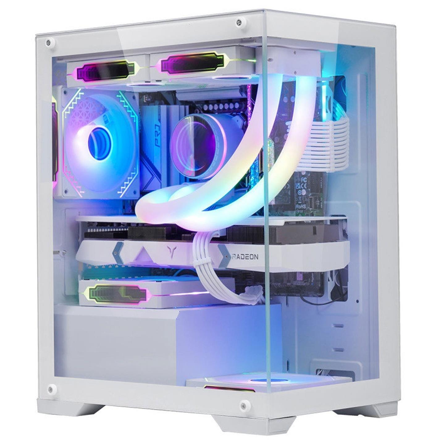 White - CiT - Range Mid Tower Micro ATX Gaming PC Case - White - 2