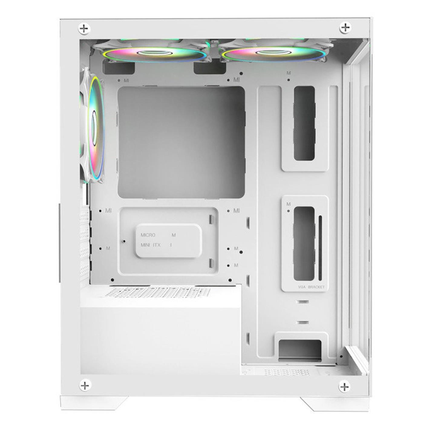 White - CiT - Range Mid Tower Micro ATX Gaming PC Case - White - 12