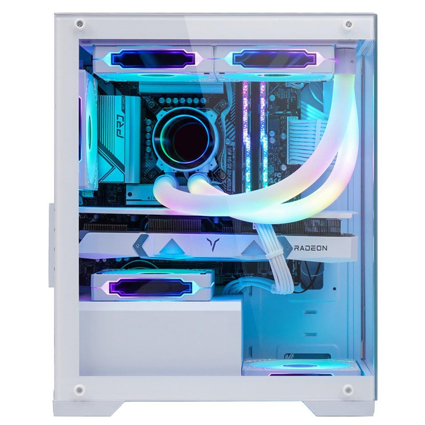 White - CiT - Range Mid Tower Micro ATX Gaming PC Case - White - 13