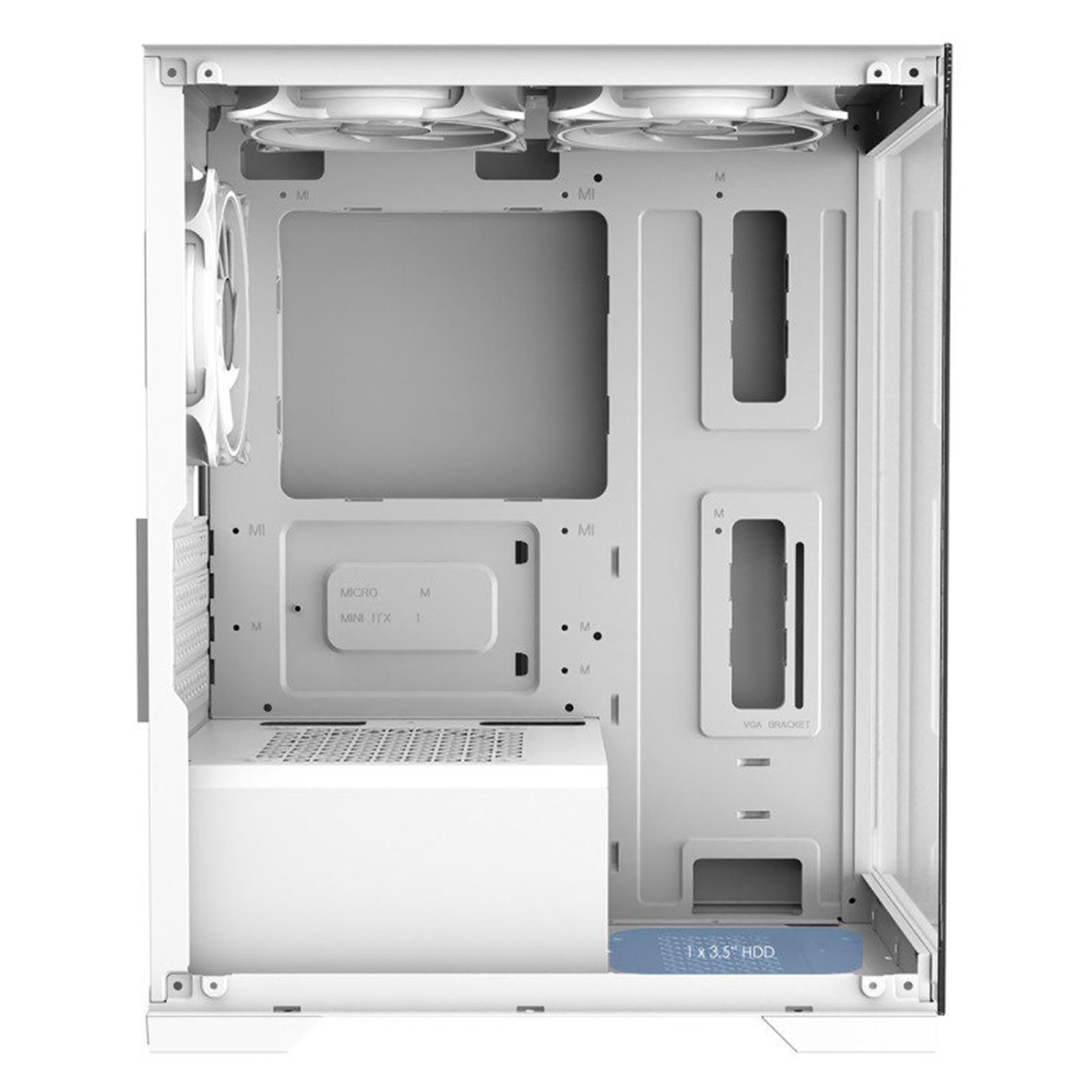 White - CiT - Range Mid Tower Micro ATX Gaming PC Case - White - 14
