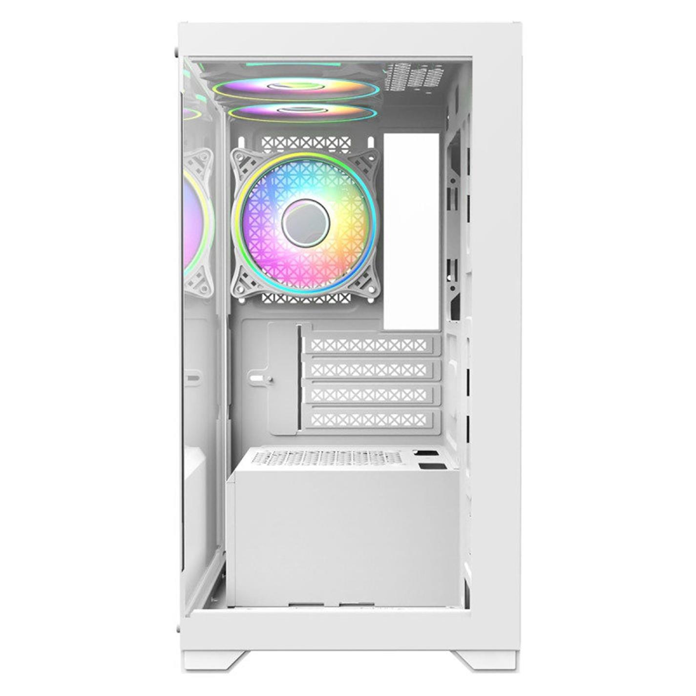 White - CiT - Range Mid Tower Micro ATX Gaming PC Case - White - 4
