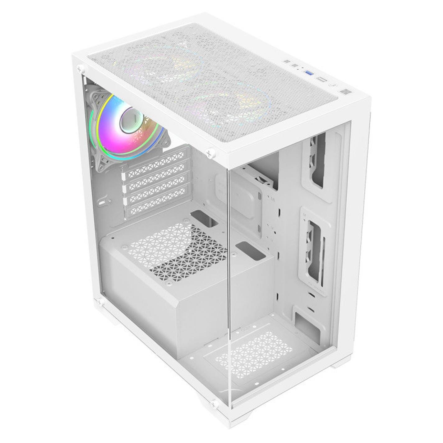 White - CiT - Range Mid Tower Micro ATX Gaming PC Case - White - 7